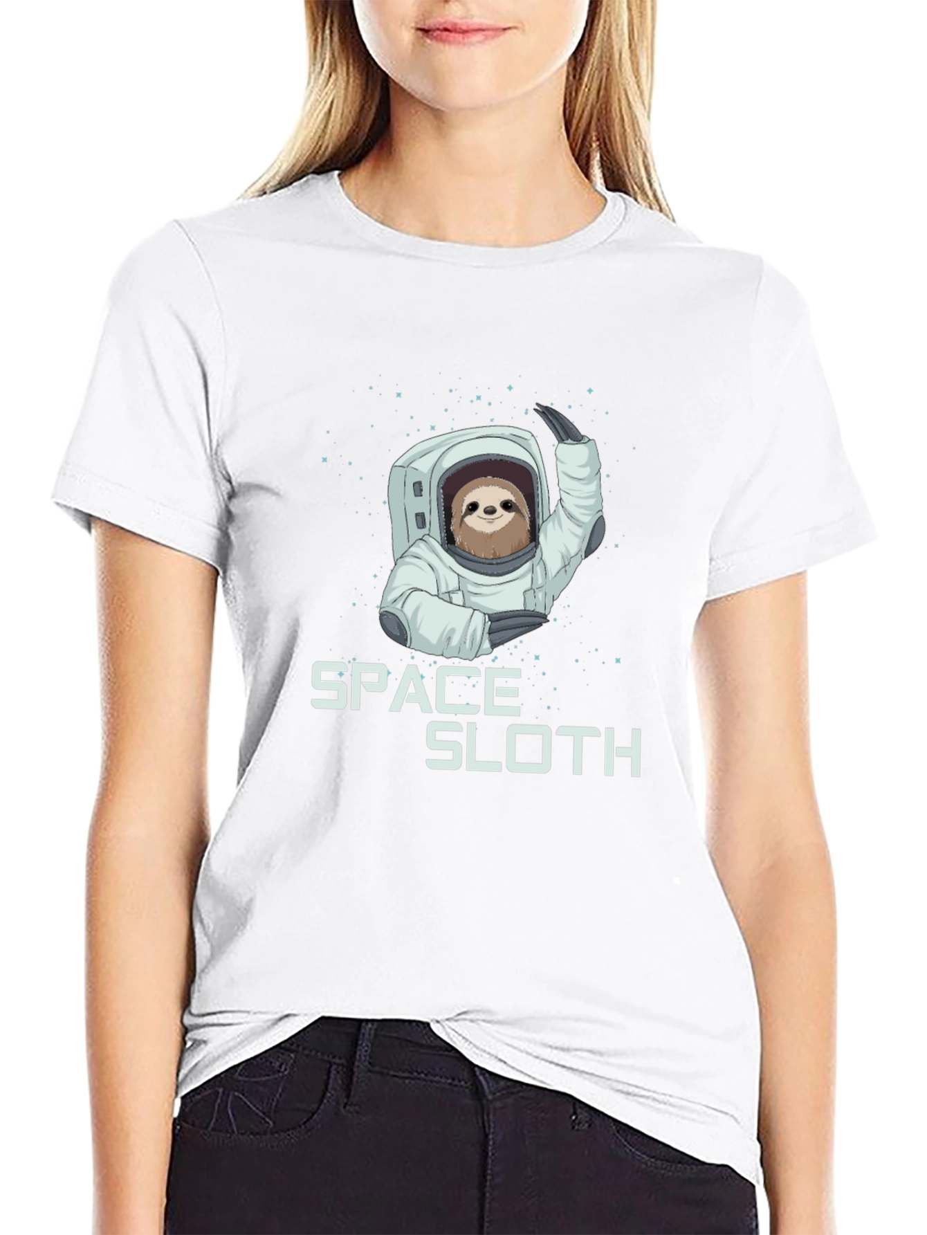Black Space Sloth Graphic Tee - Black Cotton Blend view 9