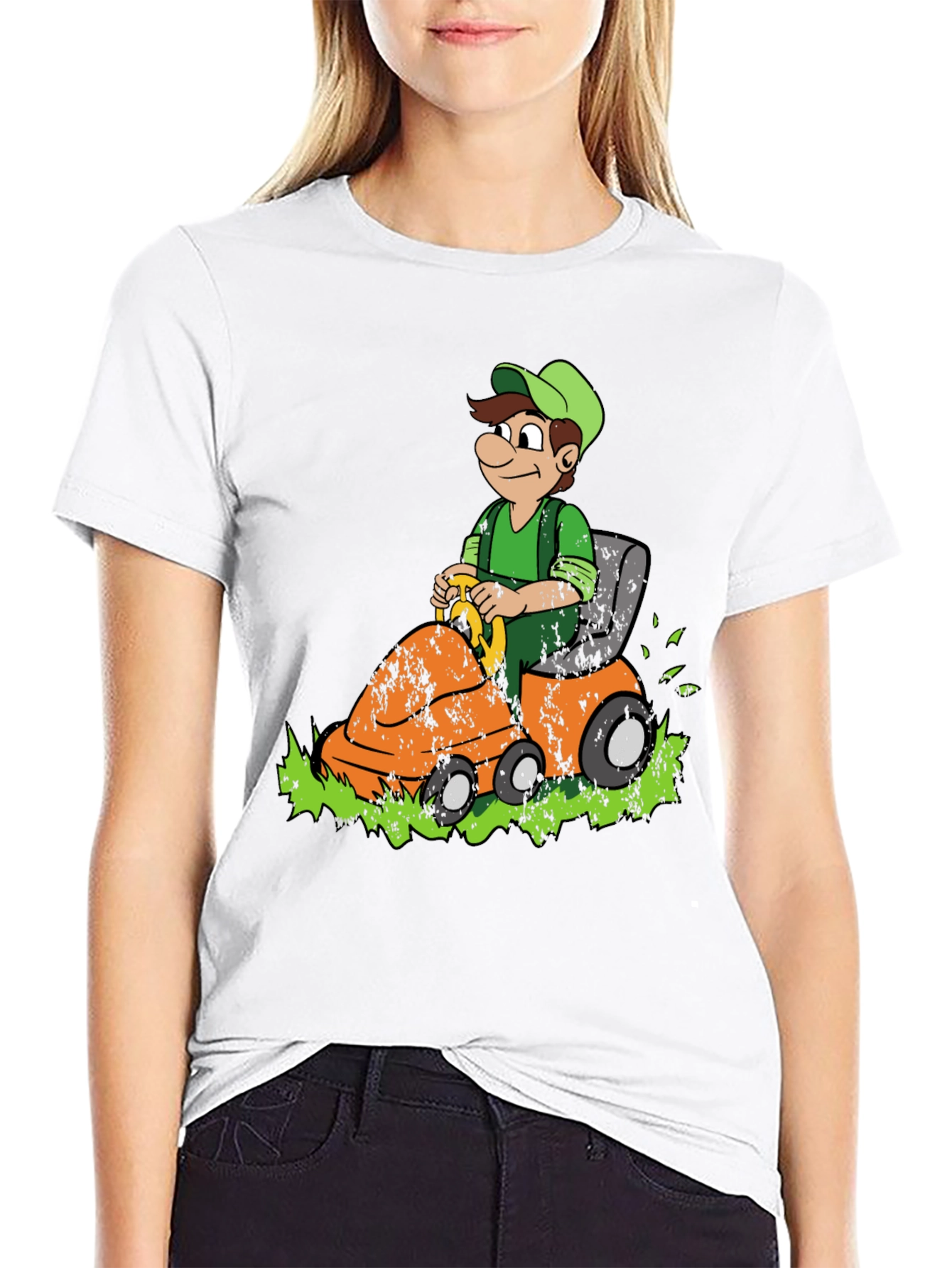 Black Lawn Mowing Luigi Graphic Tee - Black Cotton Blend view 9