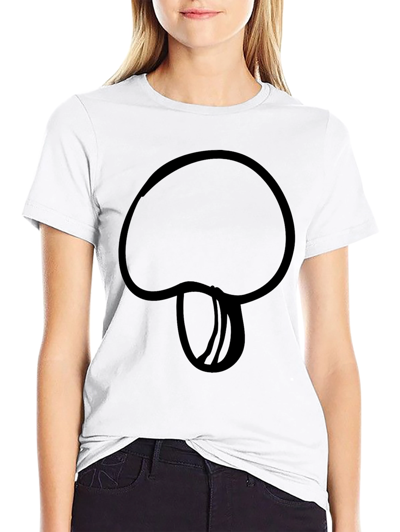 Black Mushroom Outline Black T-Shirt - Casual Style view 9
