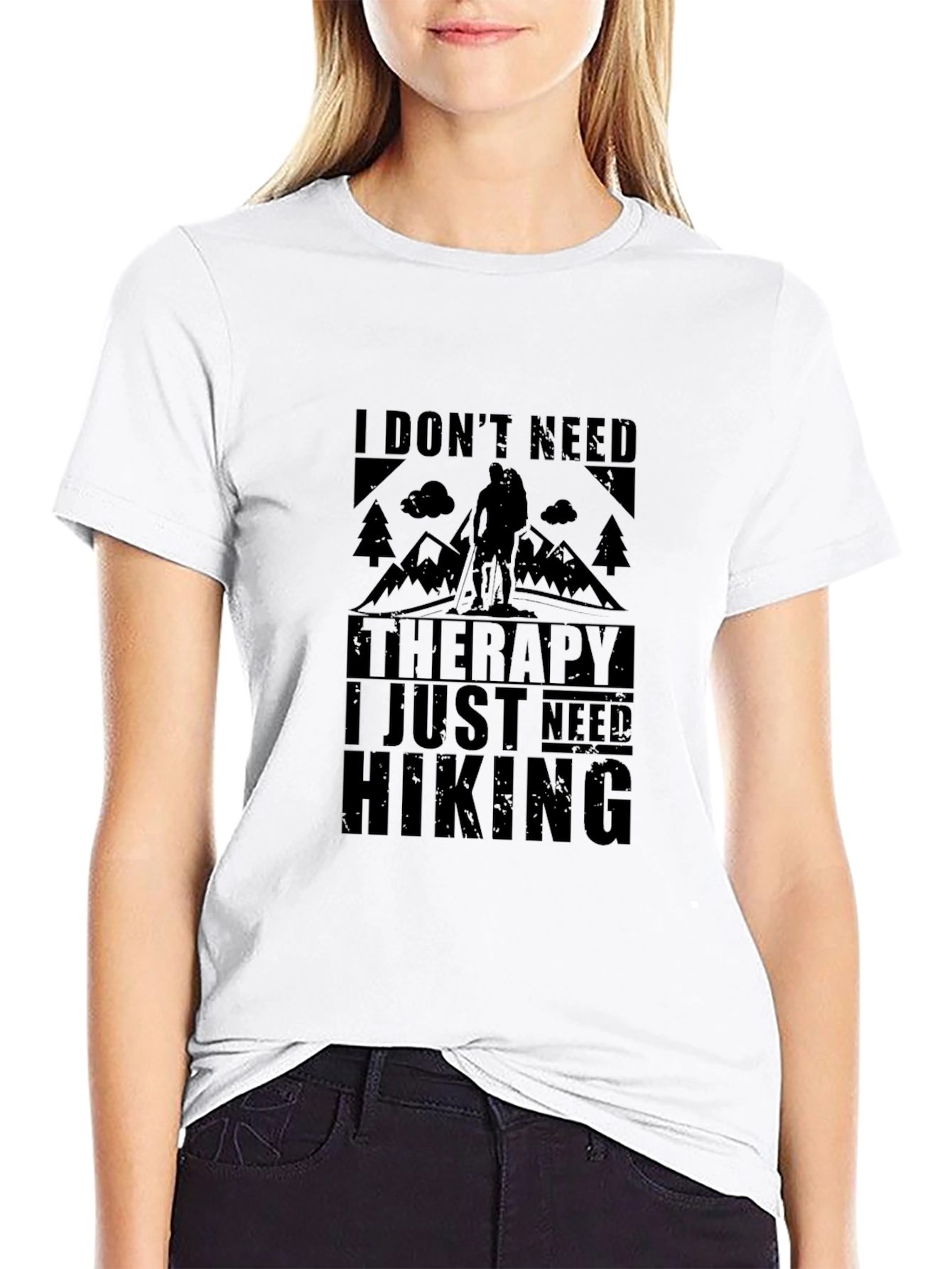 Black Hiking Therapy Black T-Shirt view 9