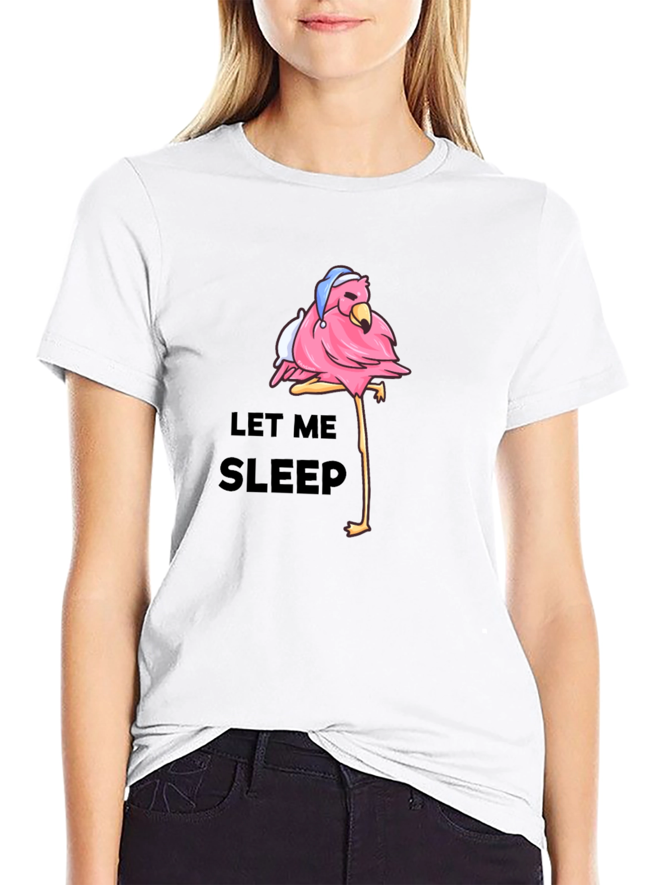 Black Sleepy Flamingo Graphic T-Shirt - Men's Black Tee view 9