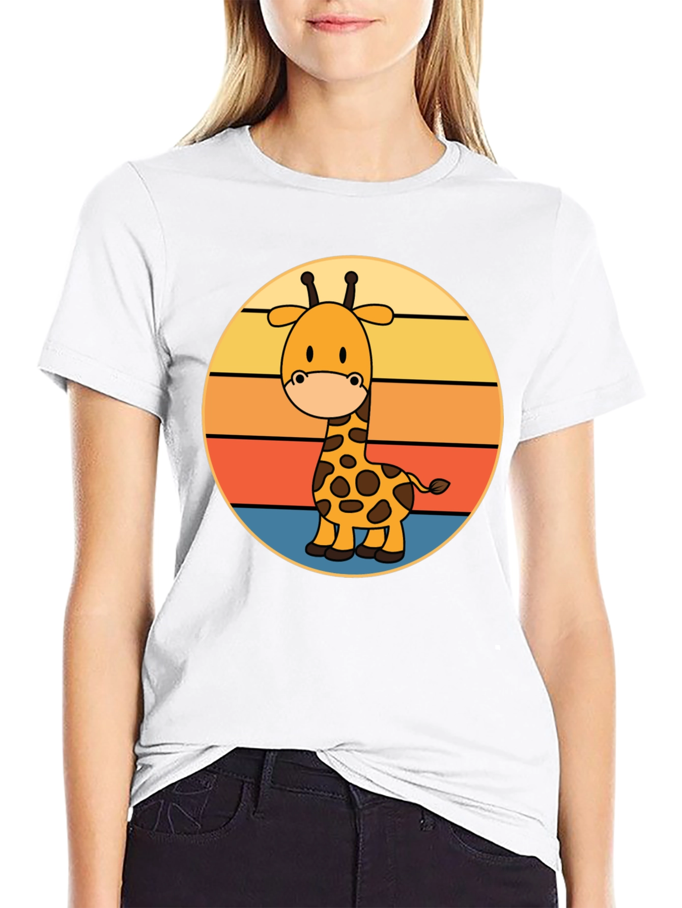 Black Giraffe Retro Sunset T-Shirt view 9