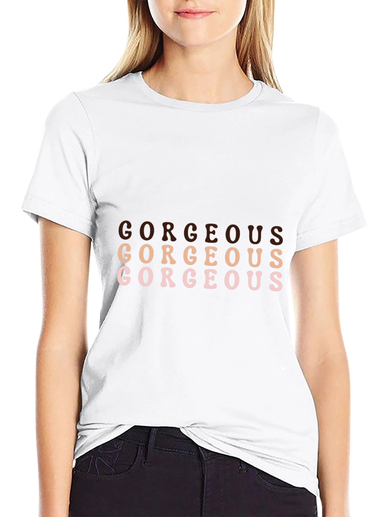 Stylish 'Gorgeous' Graphic Black T-Shirt - 9