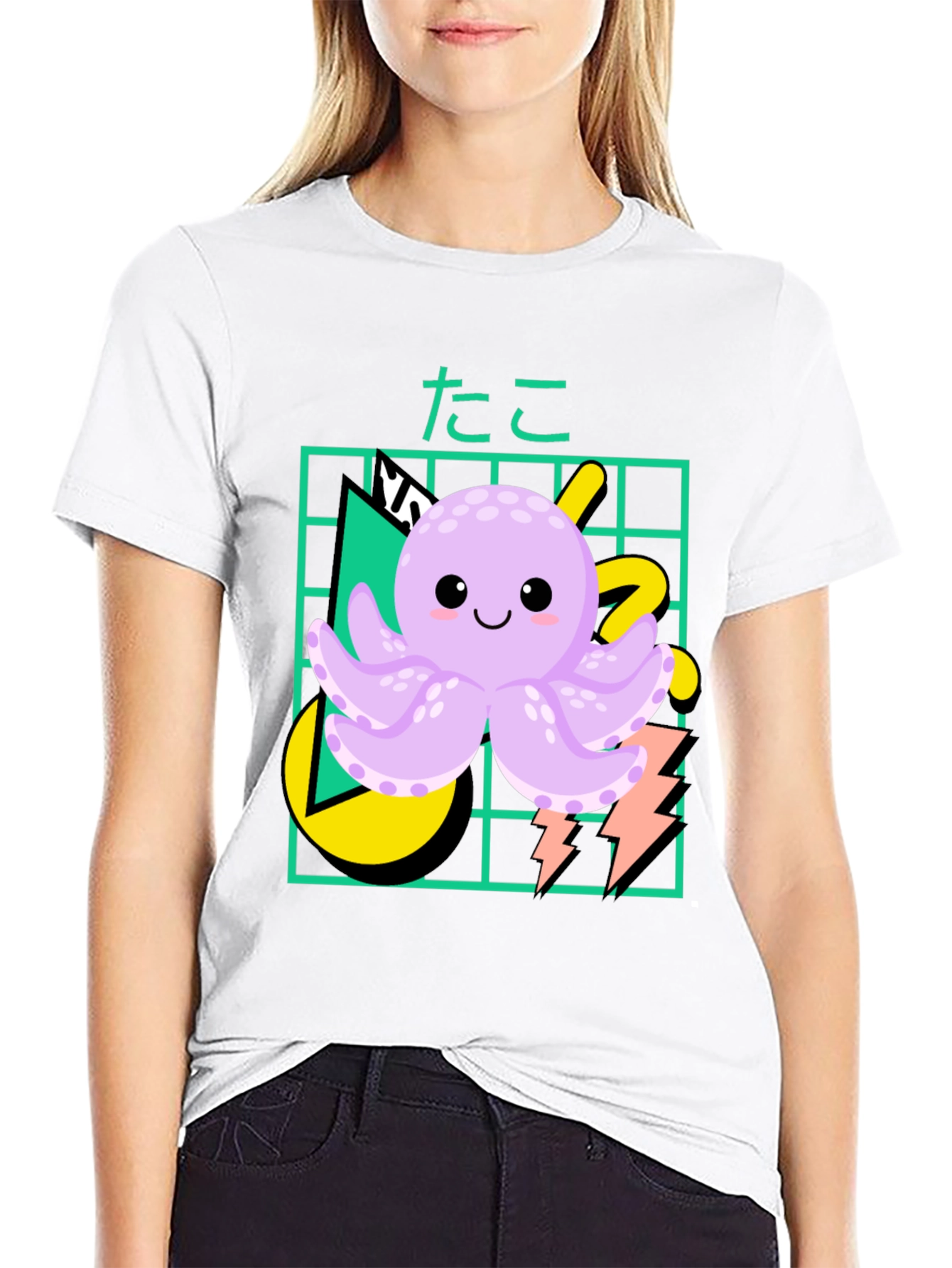 Black Kawaii Octopus Graphic Tee view 9