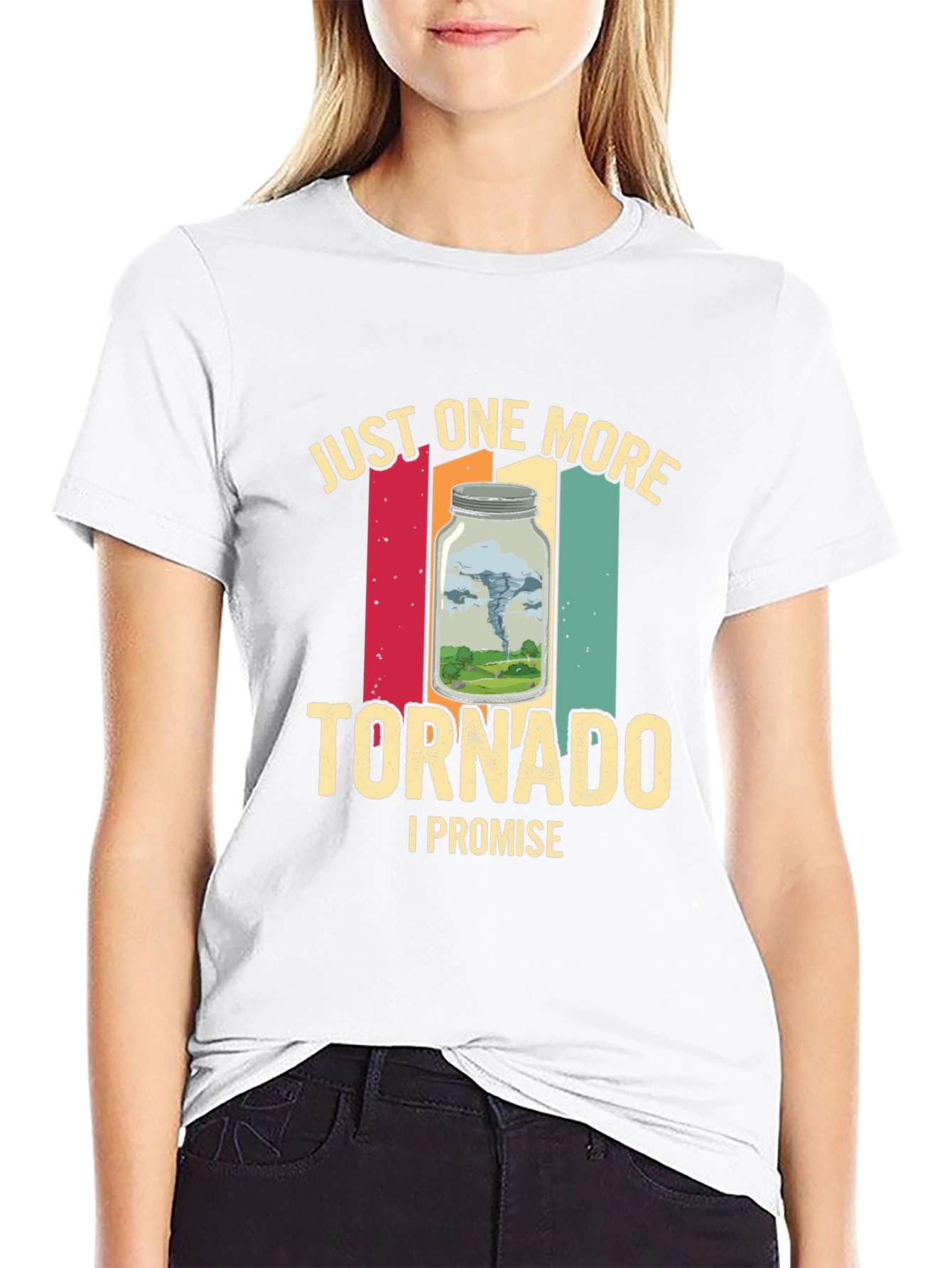 Black Funny Tornado T-Shirt, Just One More Tornado Tee view 9