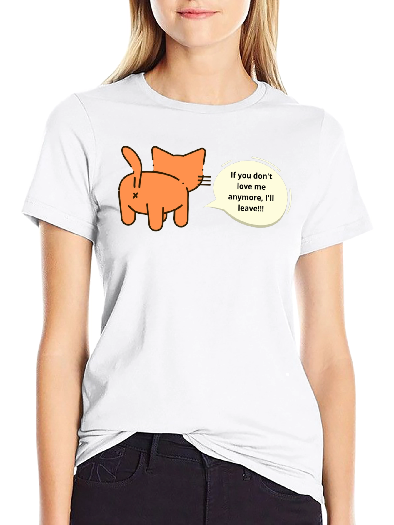 Black Funny Cat Butt Black T-Shirt - If You Don't Love Me! view 9