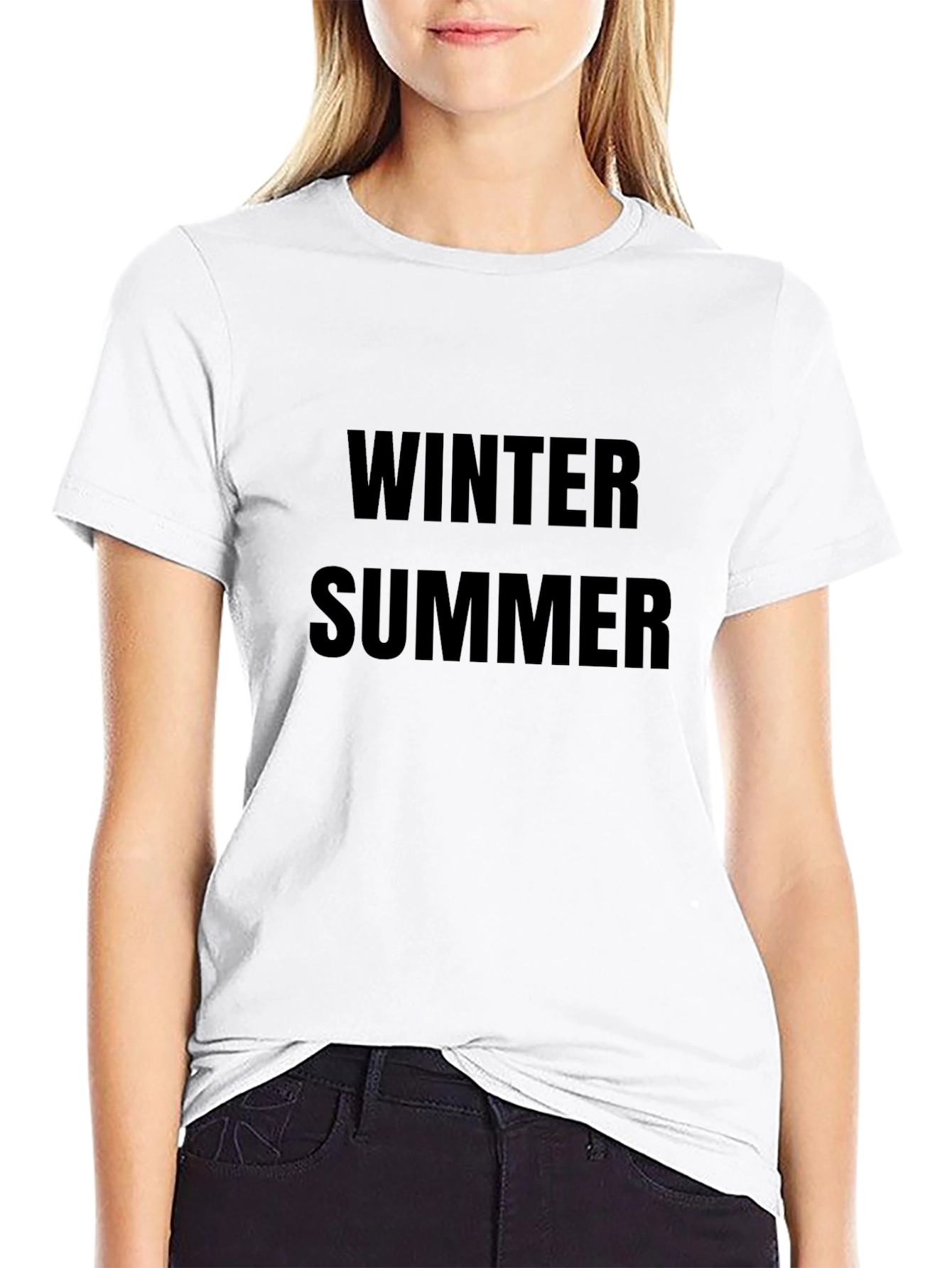 Black Winter Summer Graphic Tee - Unisex Black T-Shirt view 9