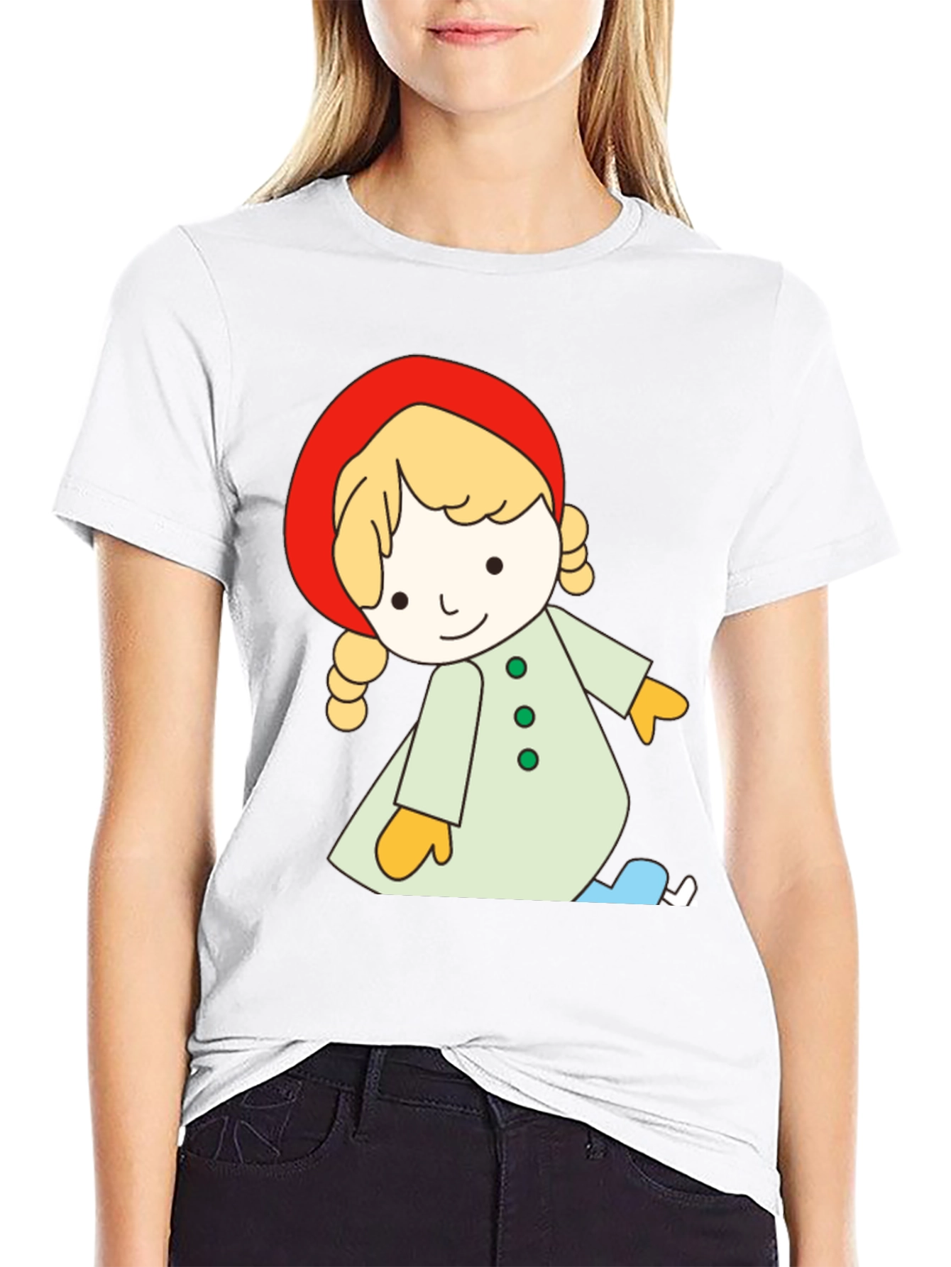 Black Cartoon Girl Black T-Shirt, Unique Design view 9