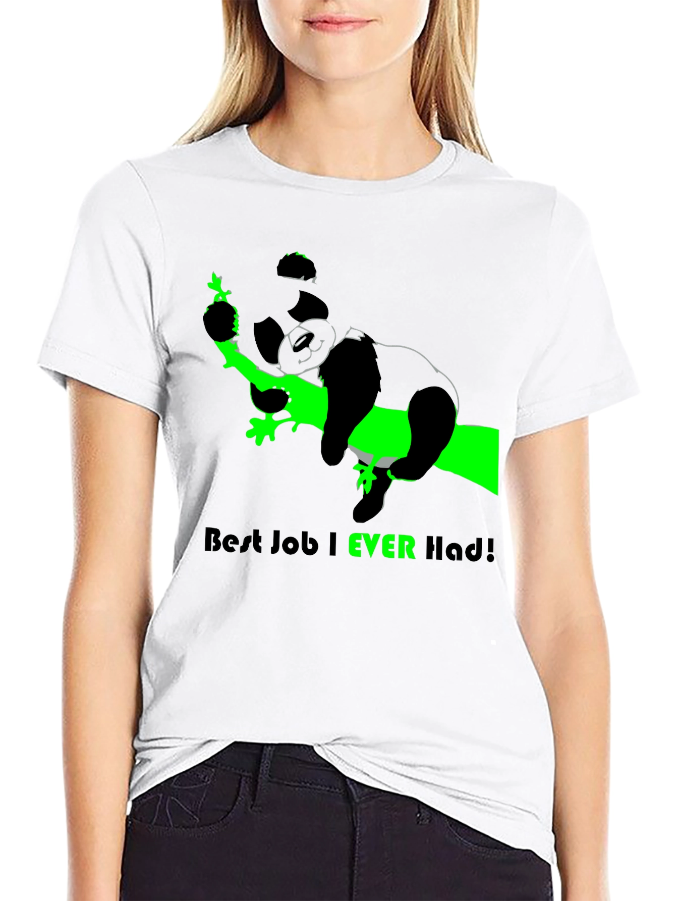 Black Best Job Ever T-Shirt - Relaxed Panda Design view 9