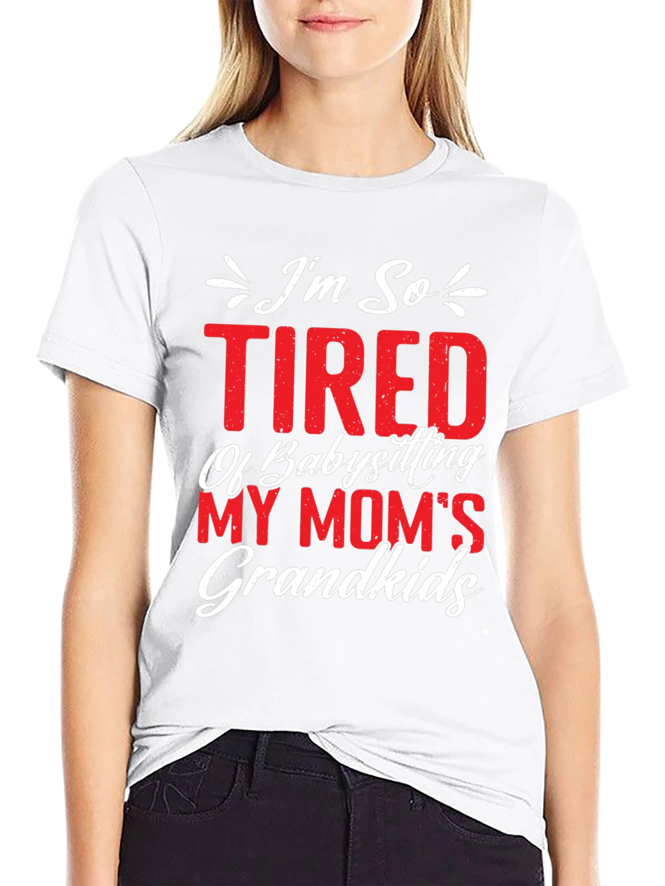 Black Tired of Babysitting Mom's Grandkids T-Shirt view 9