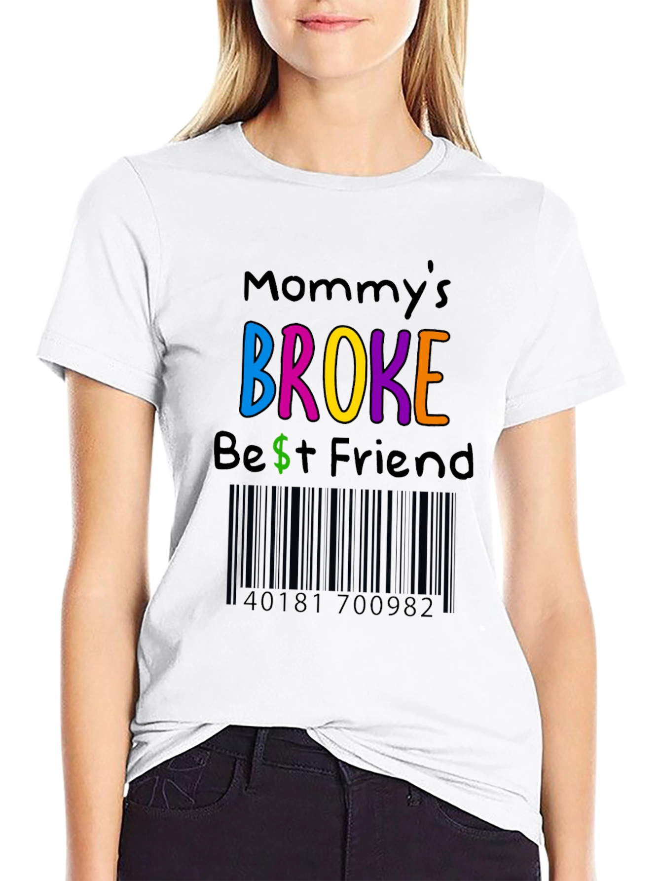 Black Mommy's Broke Best Friend Novelty T-Shirt view 9