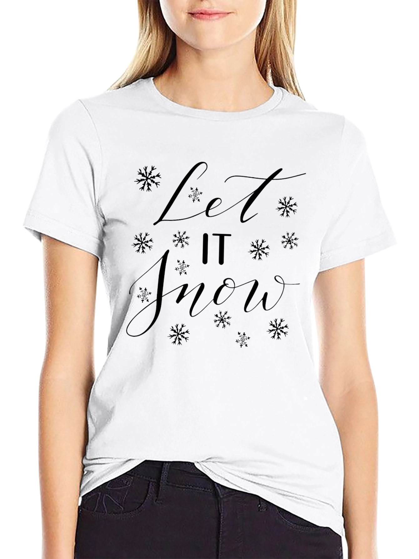 Black Let It Snow T-Shirt - Holiday Festive Tee view 9