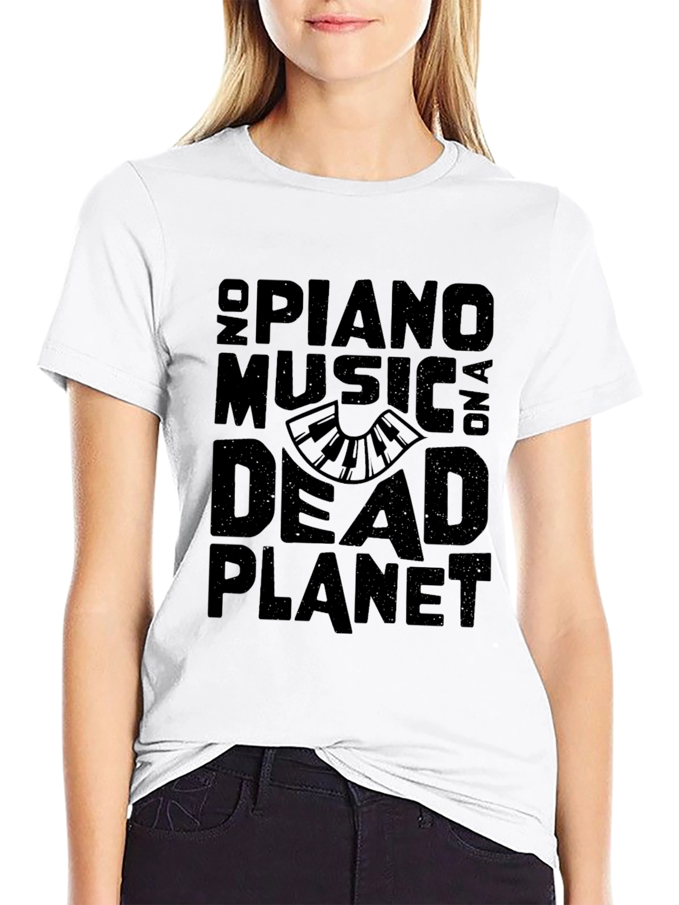 Black No Piano Music On A Dead Planet Black T-Shirt view 9