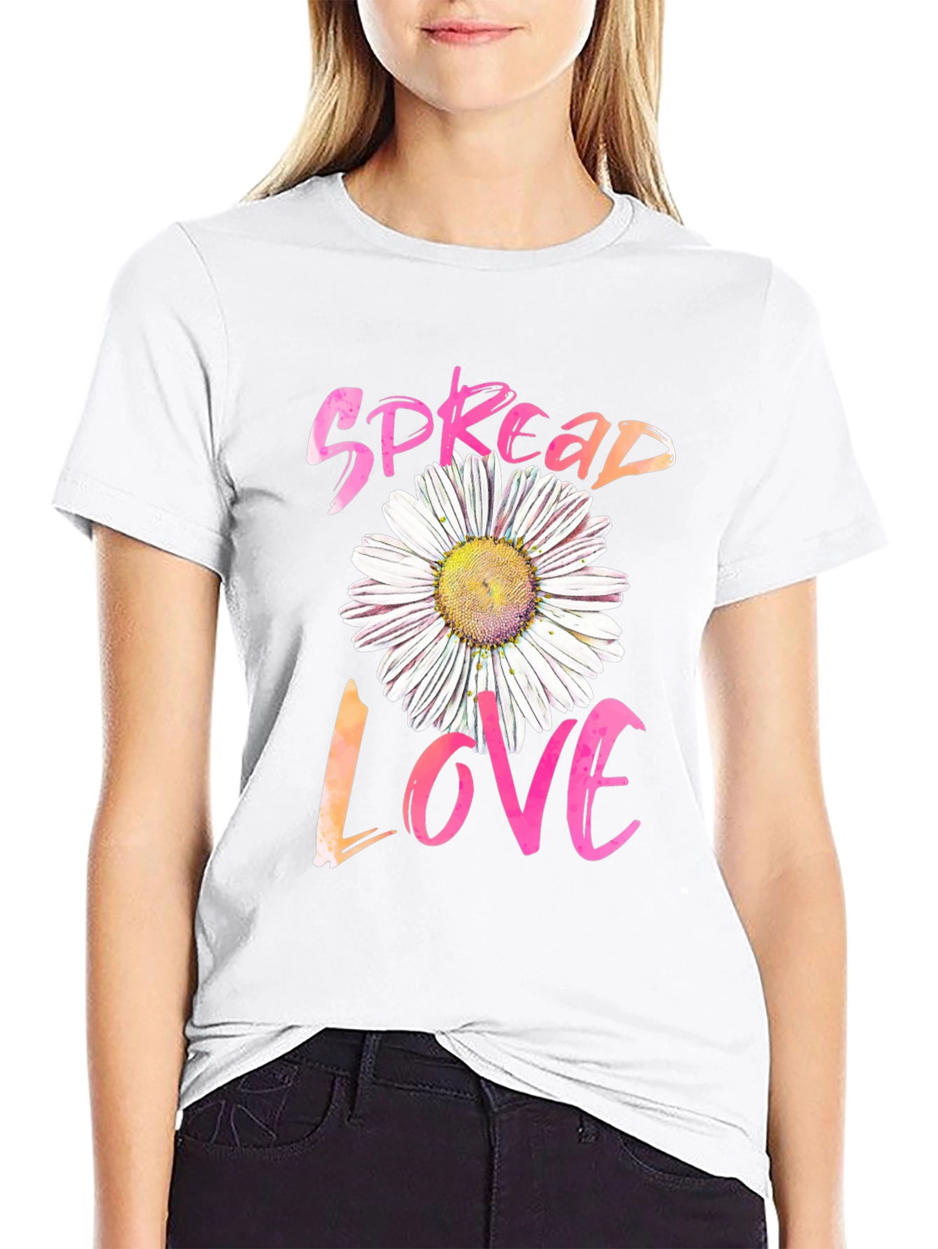 Black Spread Love Daisy Graphic Tee view 9