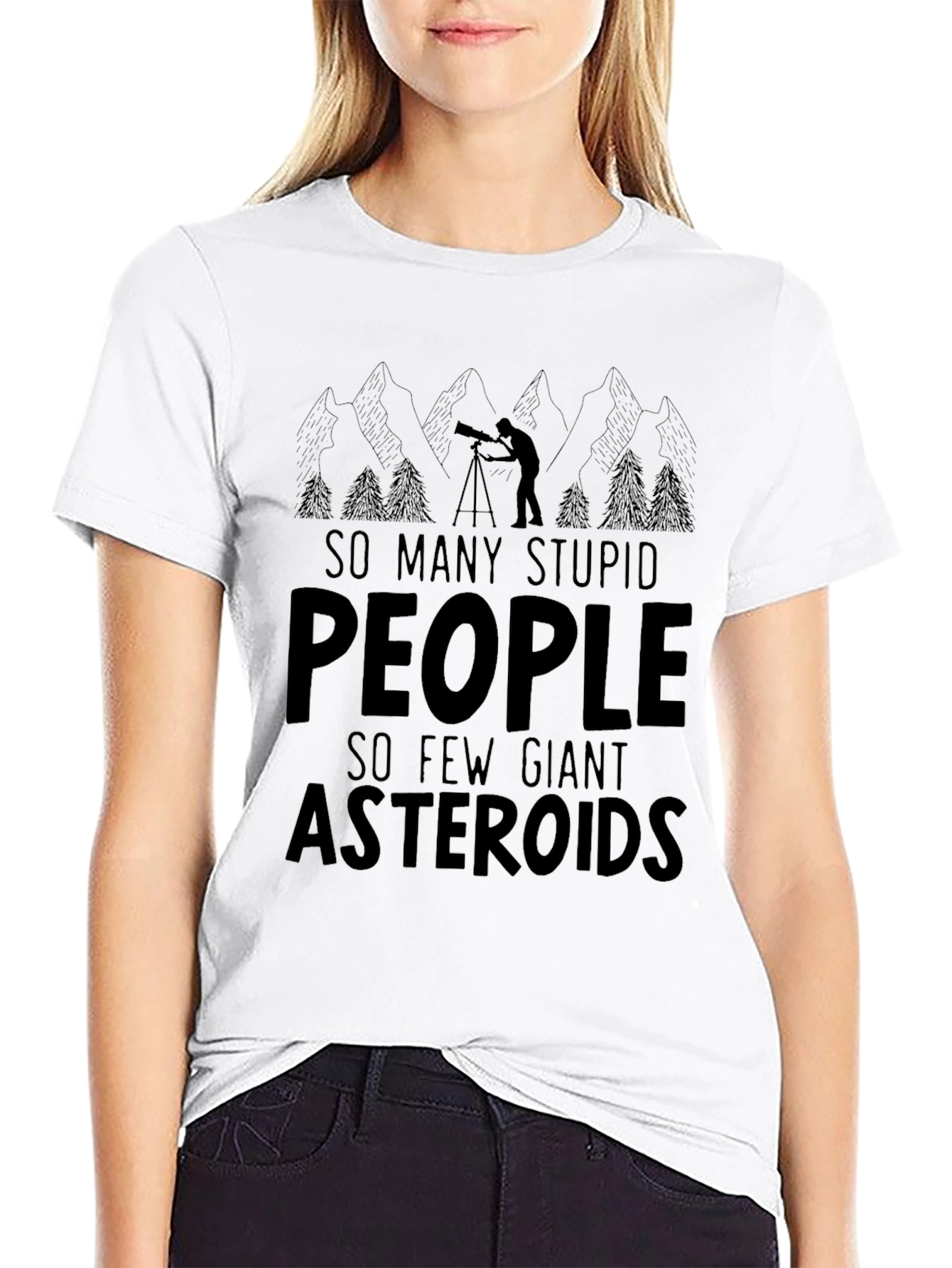 Black Funny Asteroid T-Shirt - So Many Stupid People view 9
