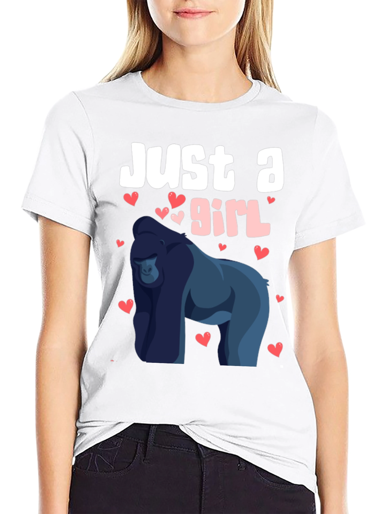 Black Just a Girl Who Loves Gorillas T-Shirt view 9