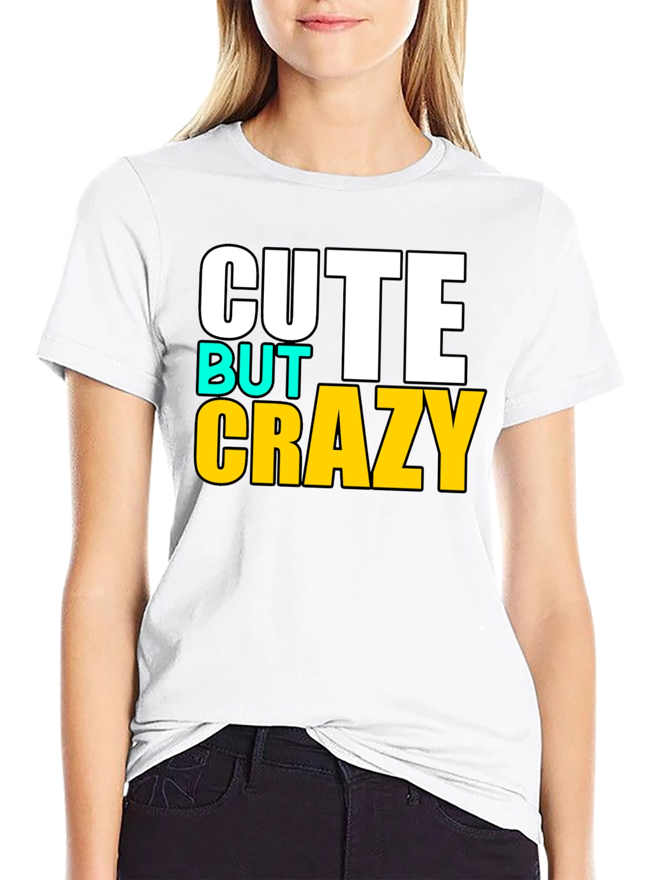 Black Cute But Crazy Graphic T-Shirt - Black view 9
