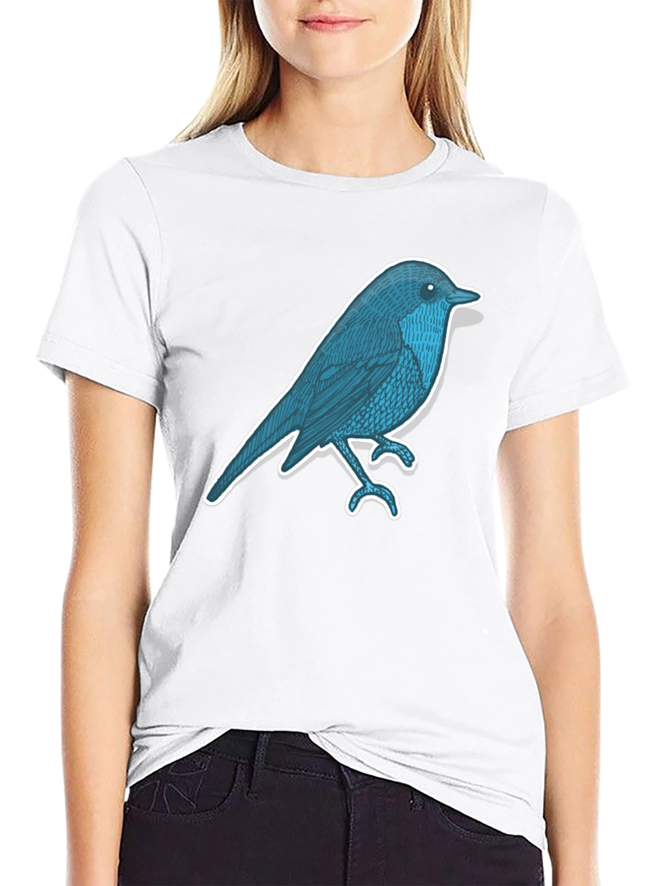 Black Men's Black T-Shirt with Bird Graphic view 9