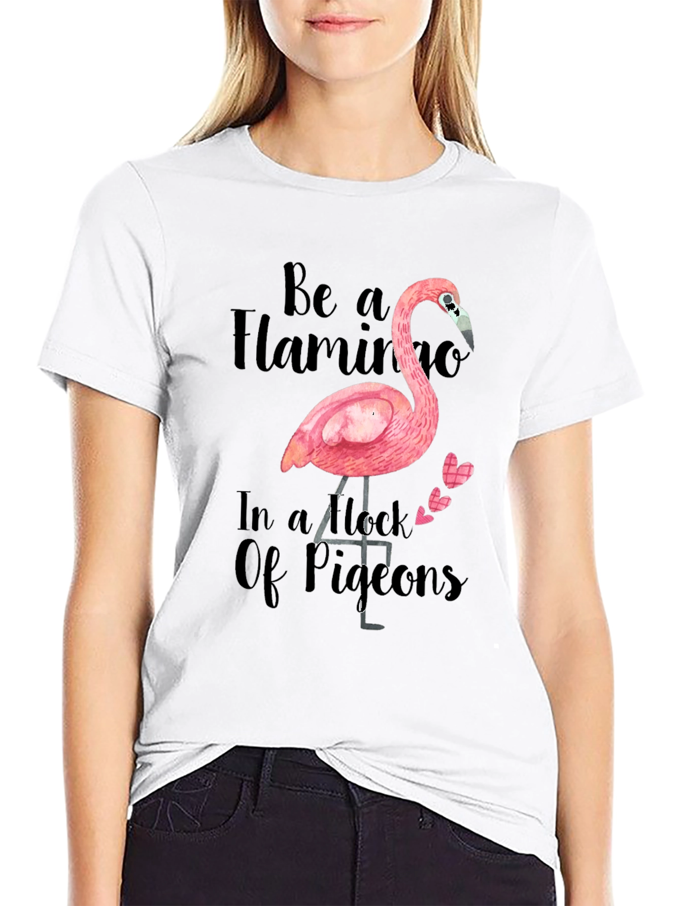 Black Be a Flamingo T-Shirt - Quirky Graphic Tee view 9
