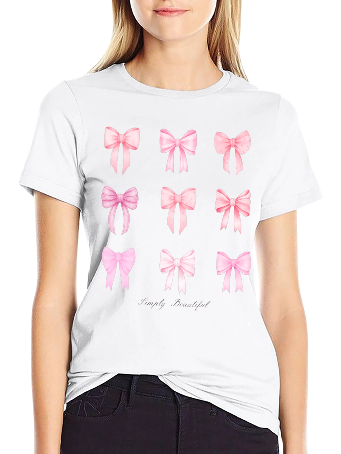 Black Simply Beautiful Bows Graphic Tee view 9