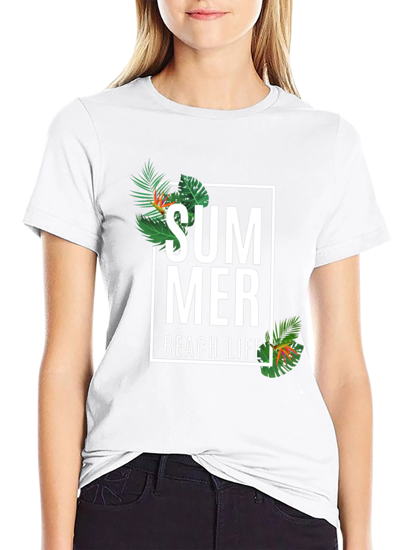 Black Summer Beach Life Graphic Tee - Black Casual T-Shirt view 9