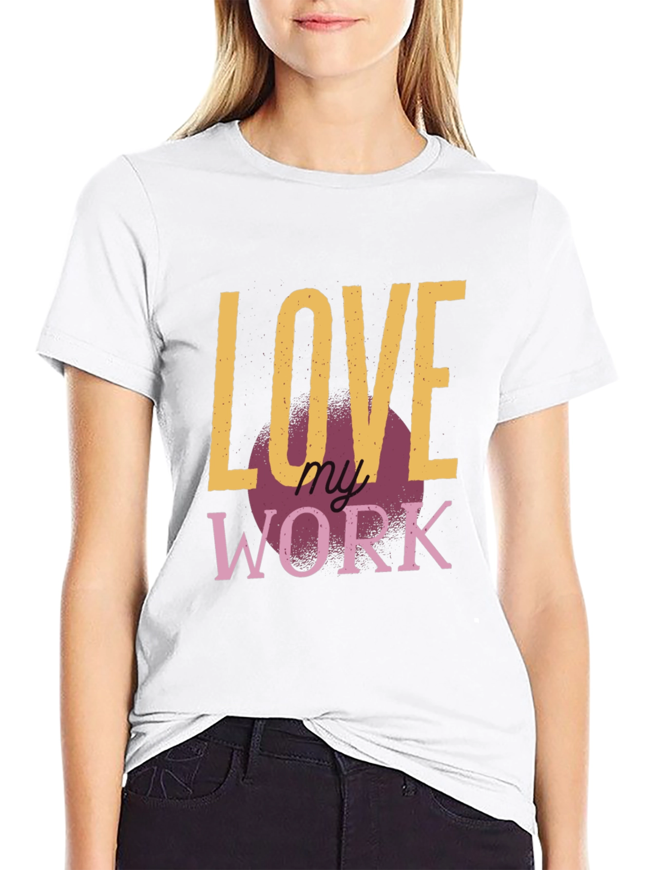 Black Love My Work Graphic Tee - Black Cotton T-Shirt view 9