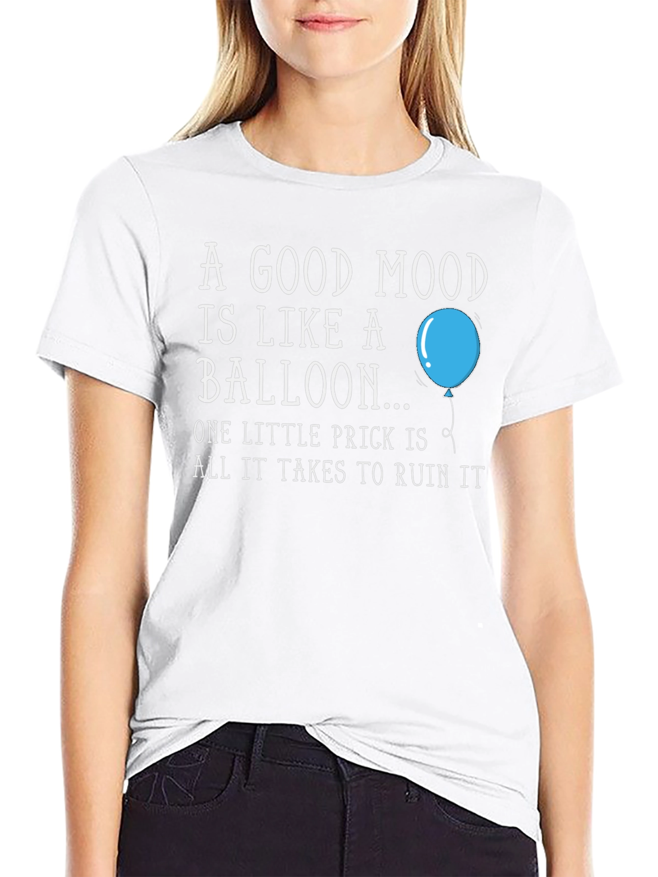 Black Good Mood Balloon Graphic T-Shirt - Funny Humor Tee view 9