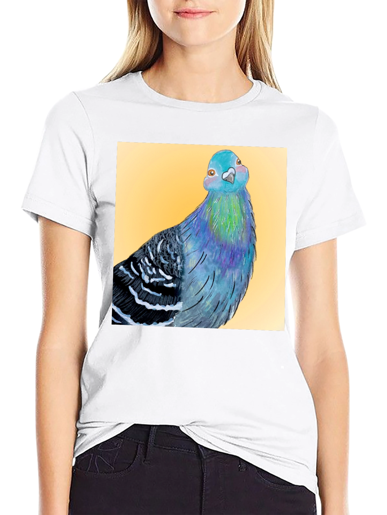 Black Pigeon Graphic T-Shirt - Unique Bird Art Tee view 9