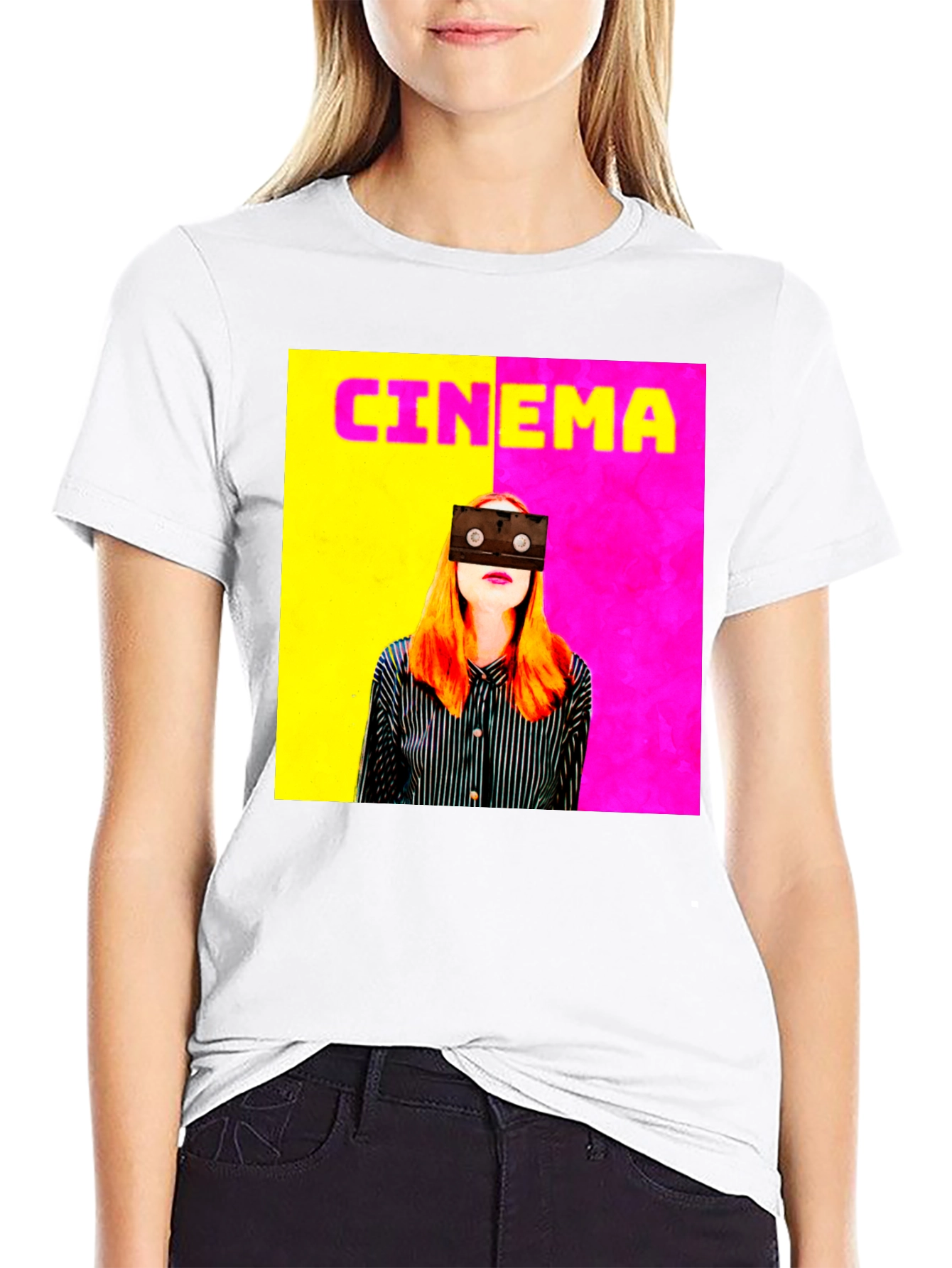 Black Cinema Graphic Tee - Retro Film T-Shirt view 9