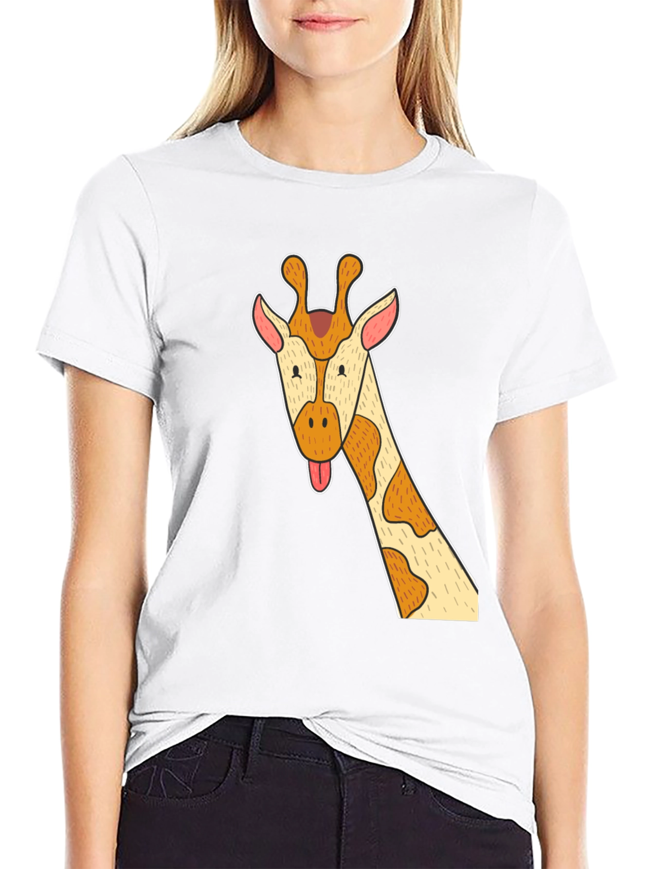 Black Giraffe Graphic Tee - Black Cotton T-Shirt view 9