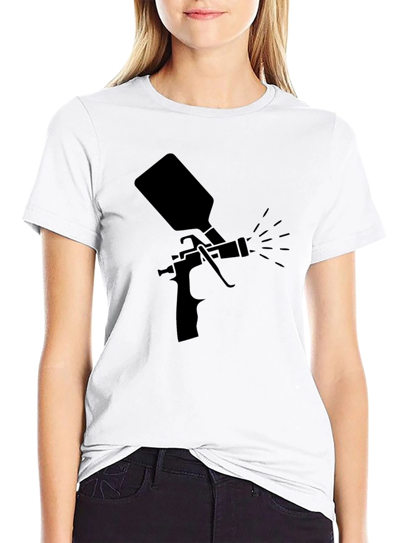 Black Black Spray Paint Gun Graphic Tee - Stylish & Unique view 9