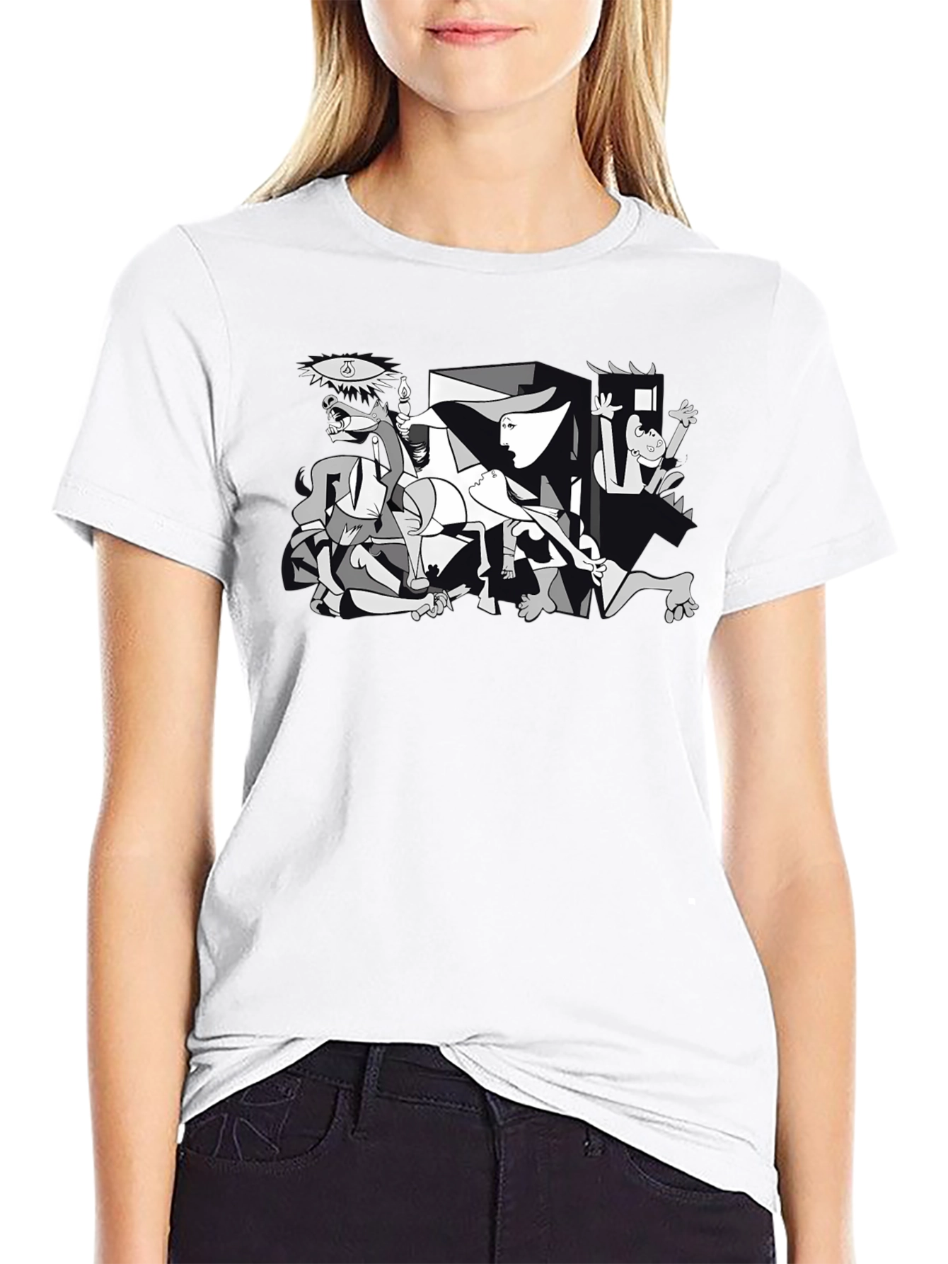 Black Guernica Style Graphic T-Shirt - Black view 9
