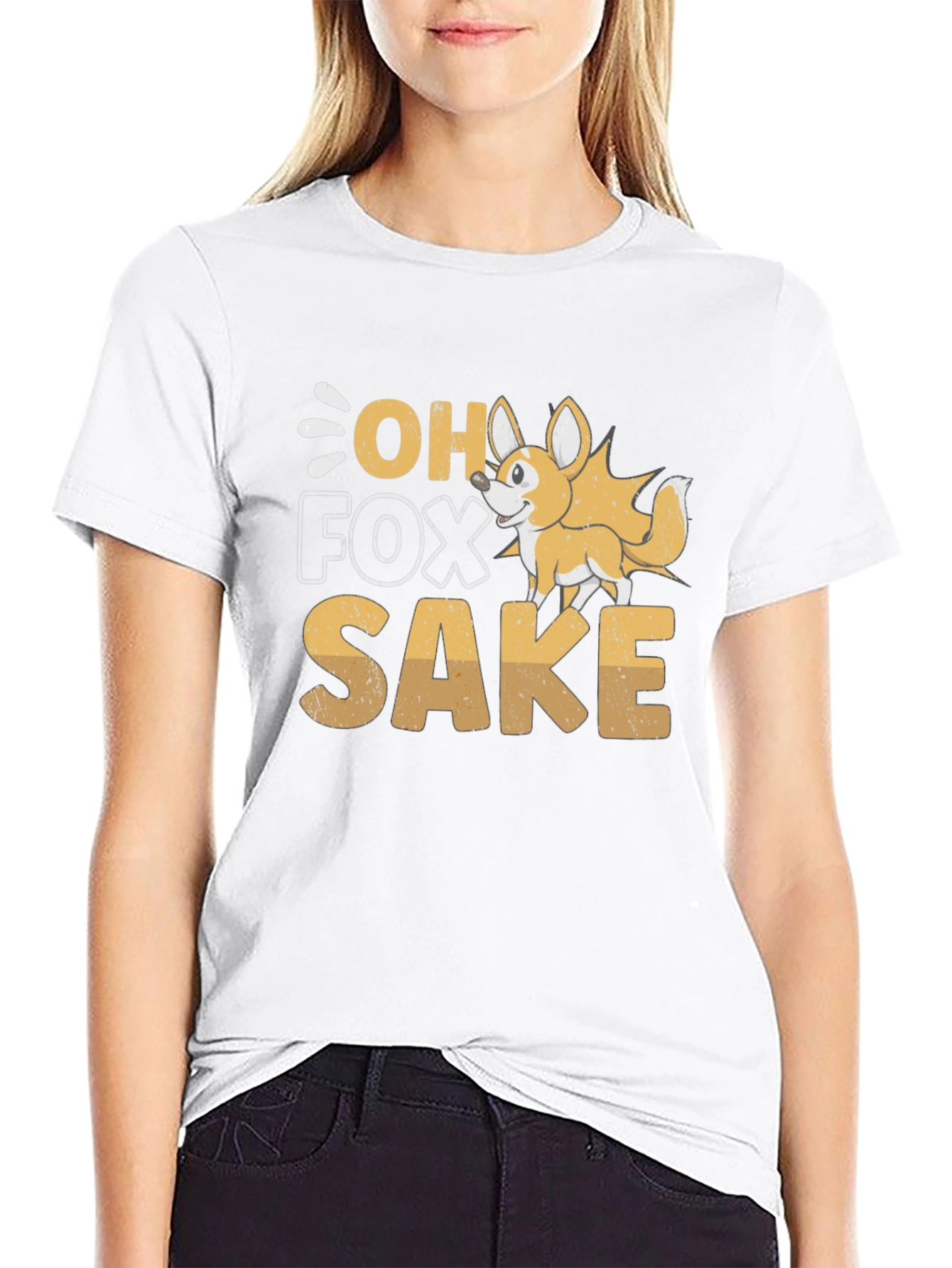 Black Oh Fox Sake Funny T-Shirt view 9