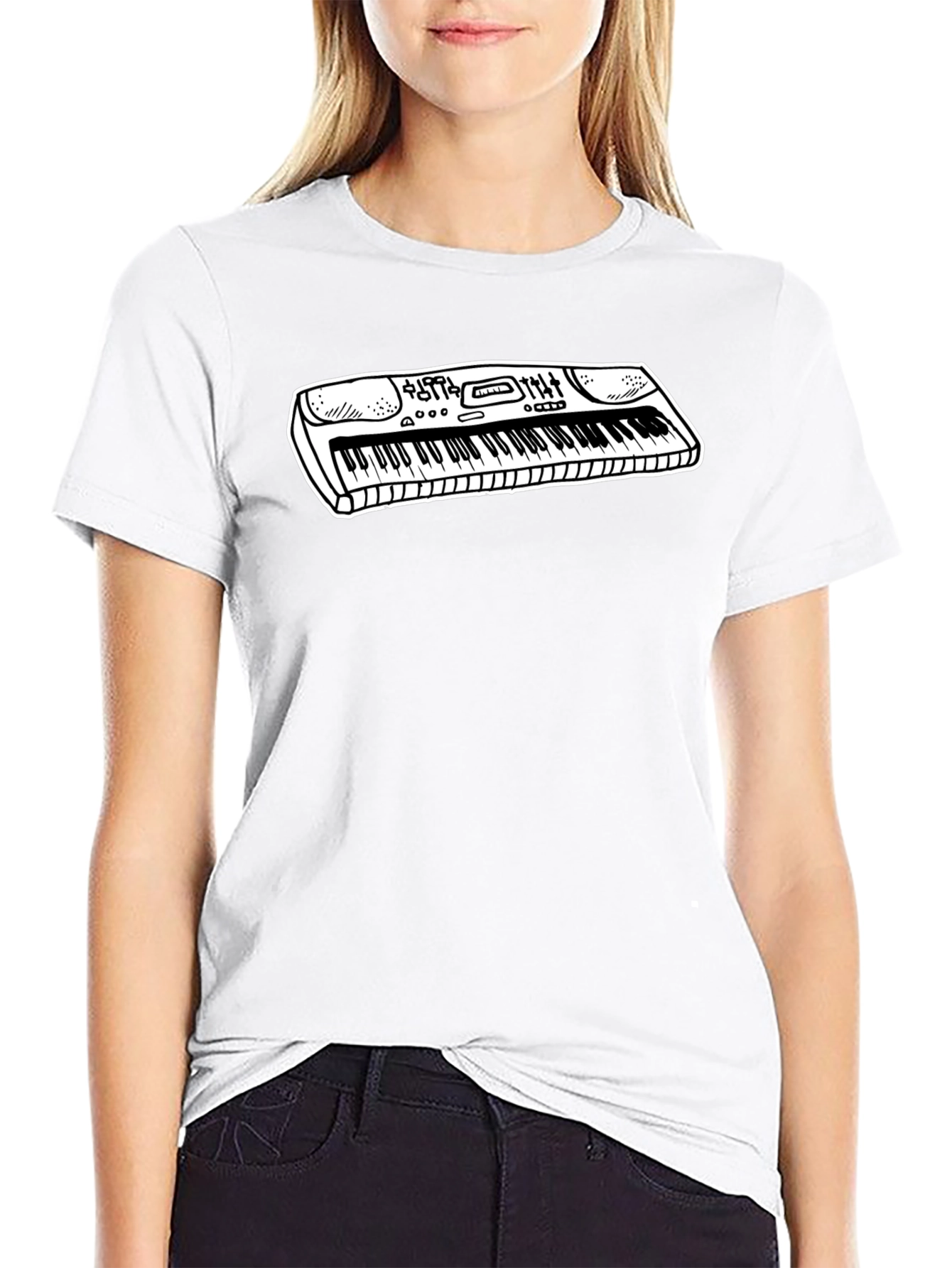 Black Keyboard Graphic Tee - Music Lover Shirt view 9