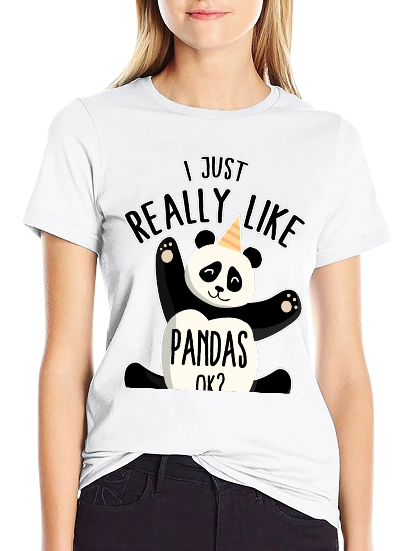 Black I Just Really Like Pandas OK? Graphic Tee view 9