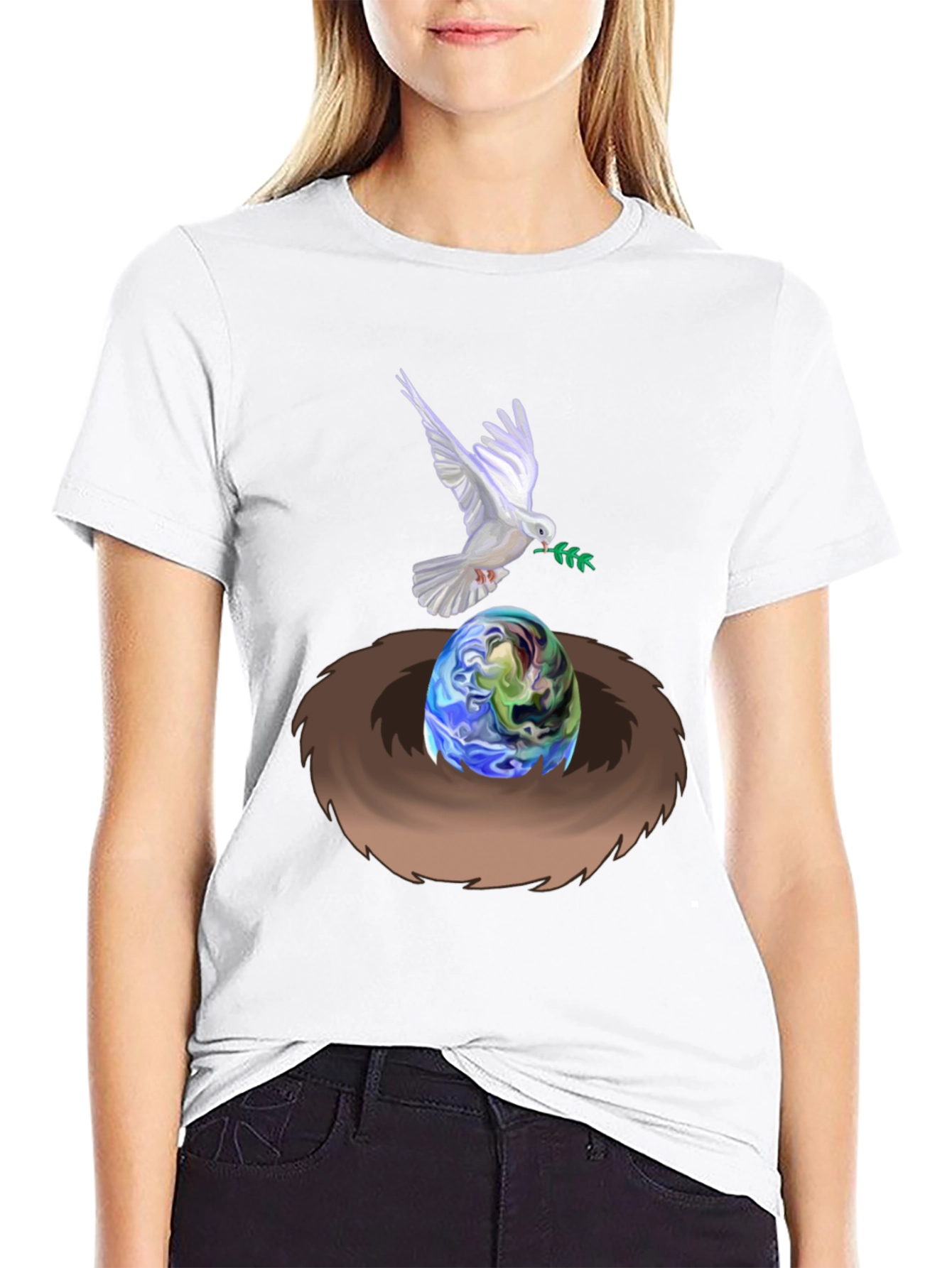 Black Dove Peace Nest Earth Graphic Tee view 9