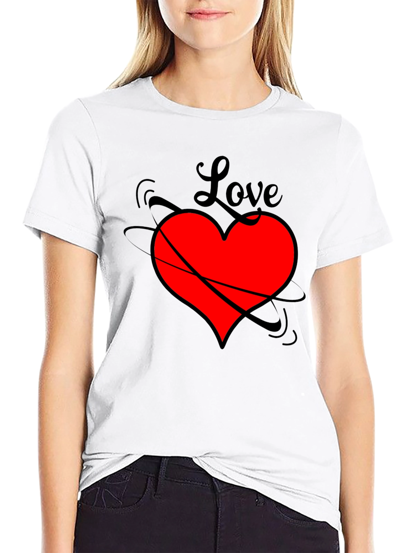 Black Love Heart Black T-Shirt - Stylish Graphic Tee view 9