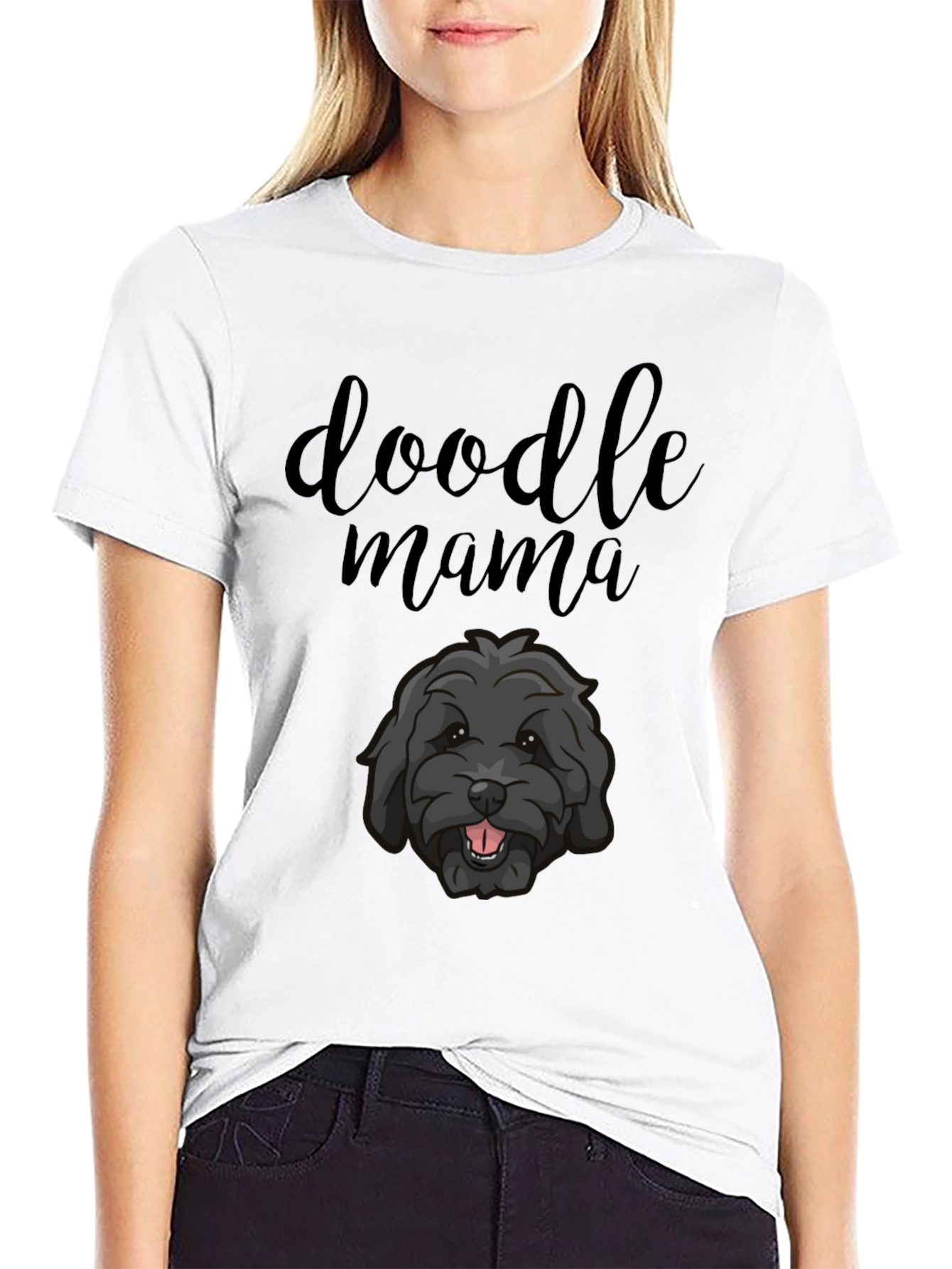 Black Doodle Mama Black T-Shirt - Dog Lover Tee view 9