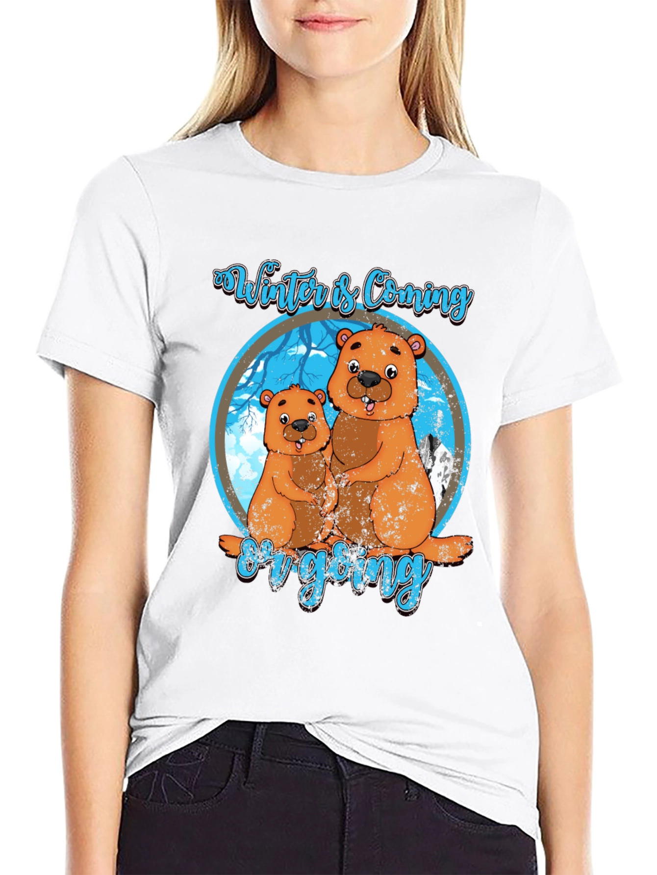 Black Winter is Coming Groundhog T-Shirt view 9