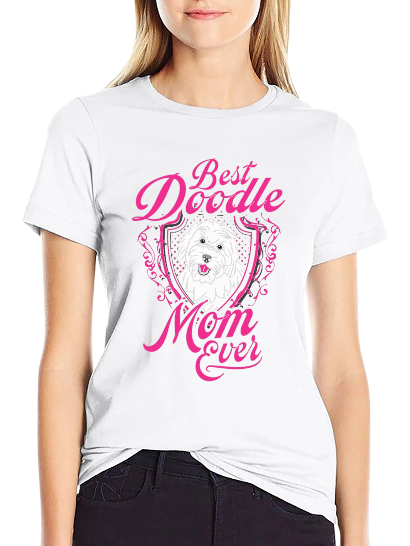 Black Best Doodle Mom Ever Black T-Shirt view 9