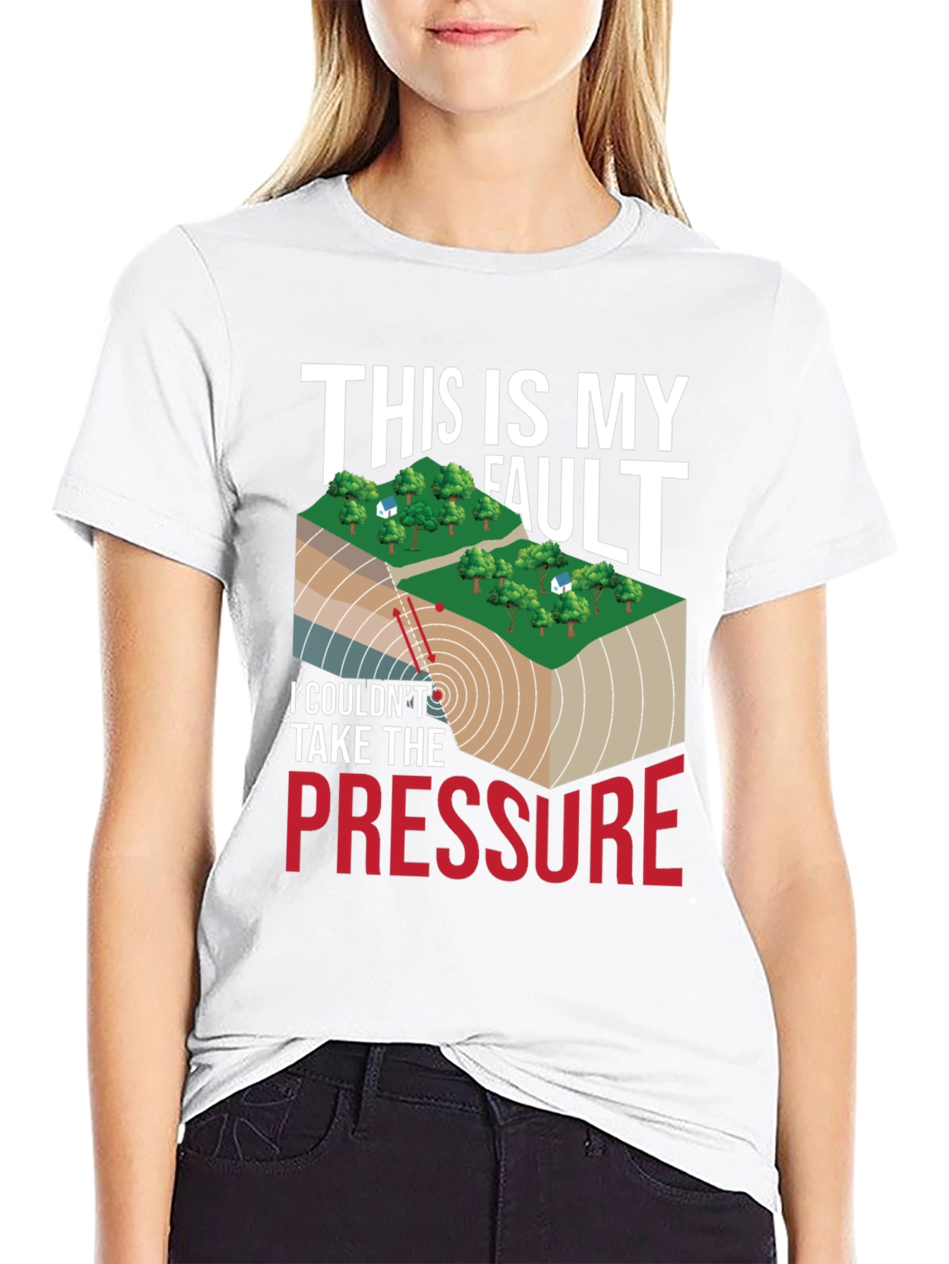 Black Geology Humor T-Shirt: This Is My Fault, Pressure view 9