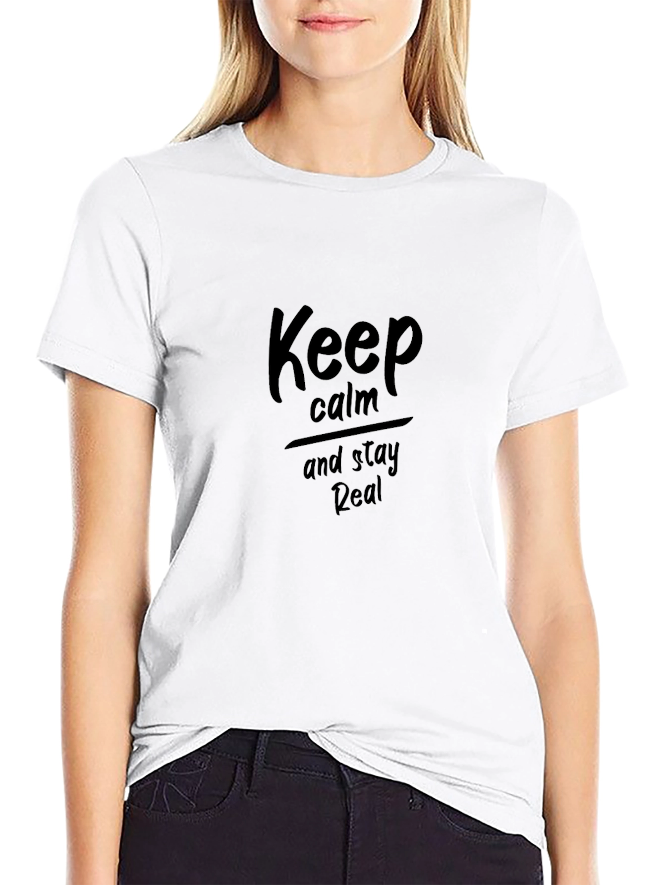 Black Keep Calm Stay Real Black T-Shirt view 9