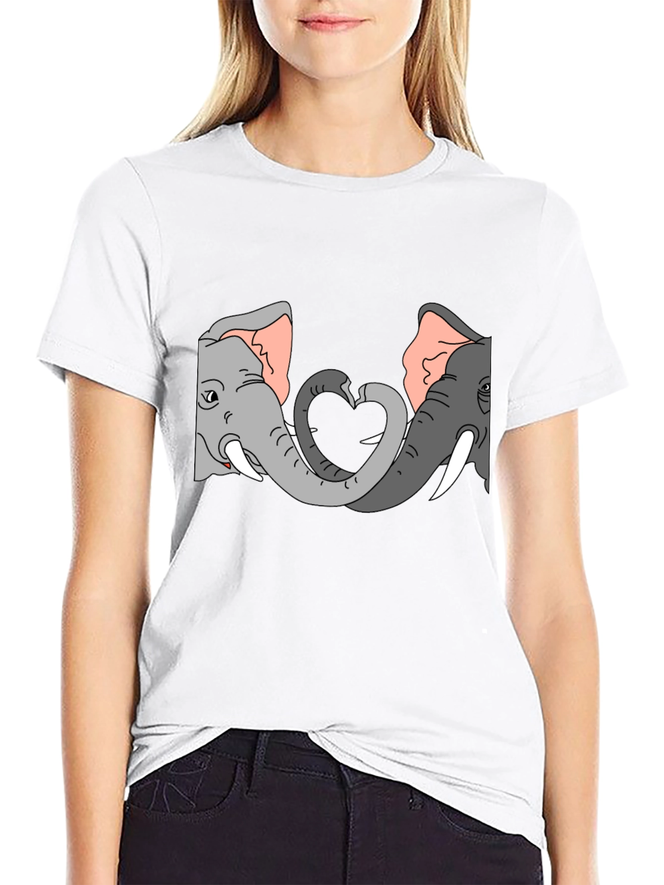Black Elephant Love Heart Graphic Tee - Black view 9