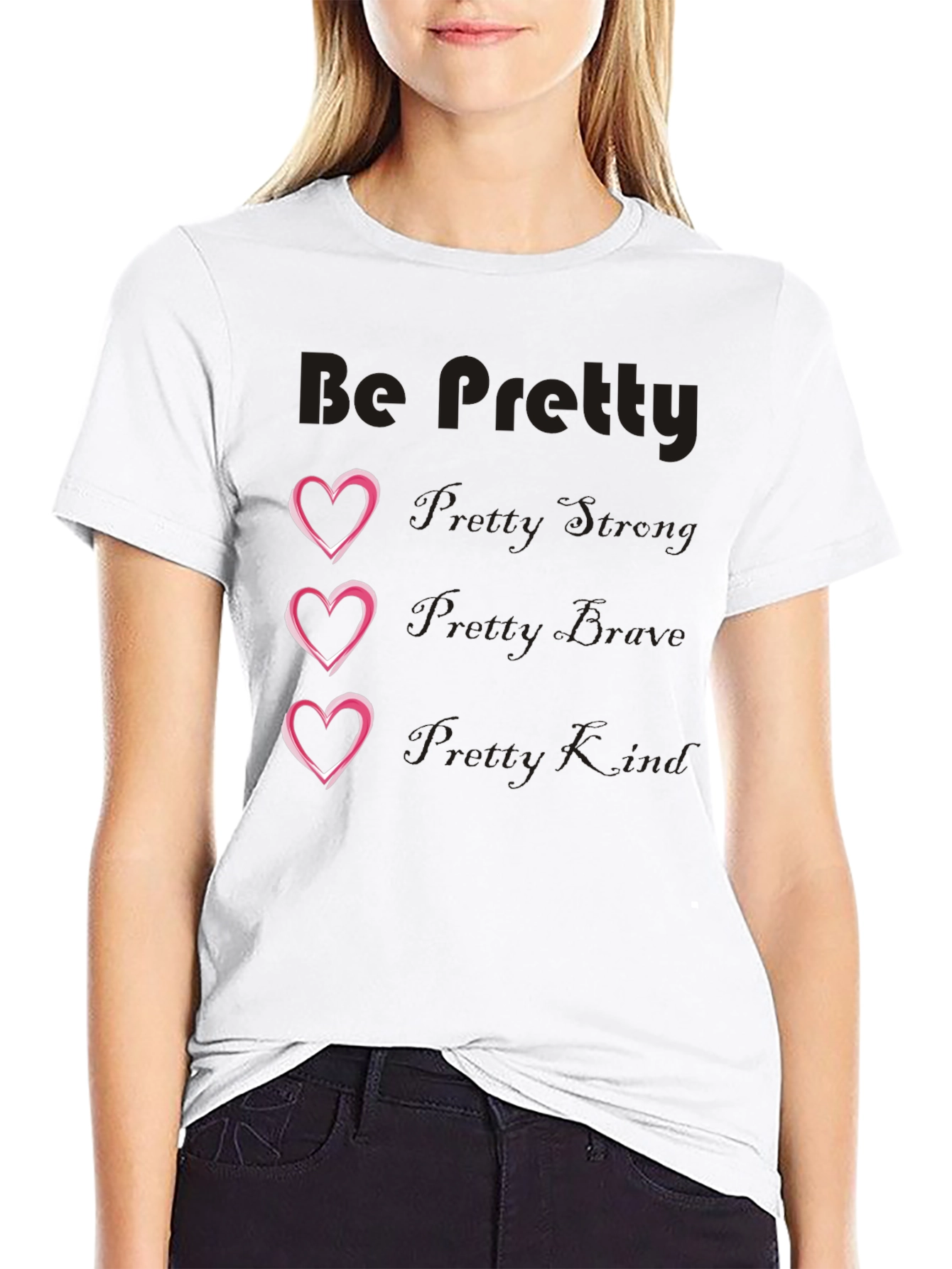 Black Be Pretty Heart Tee - Black Cotton Blend view 9