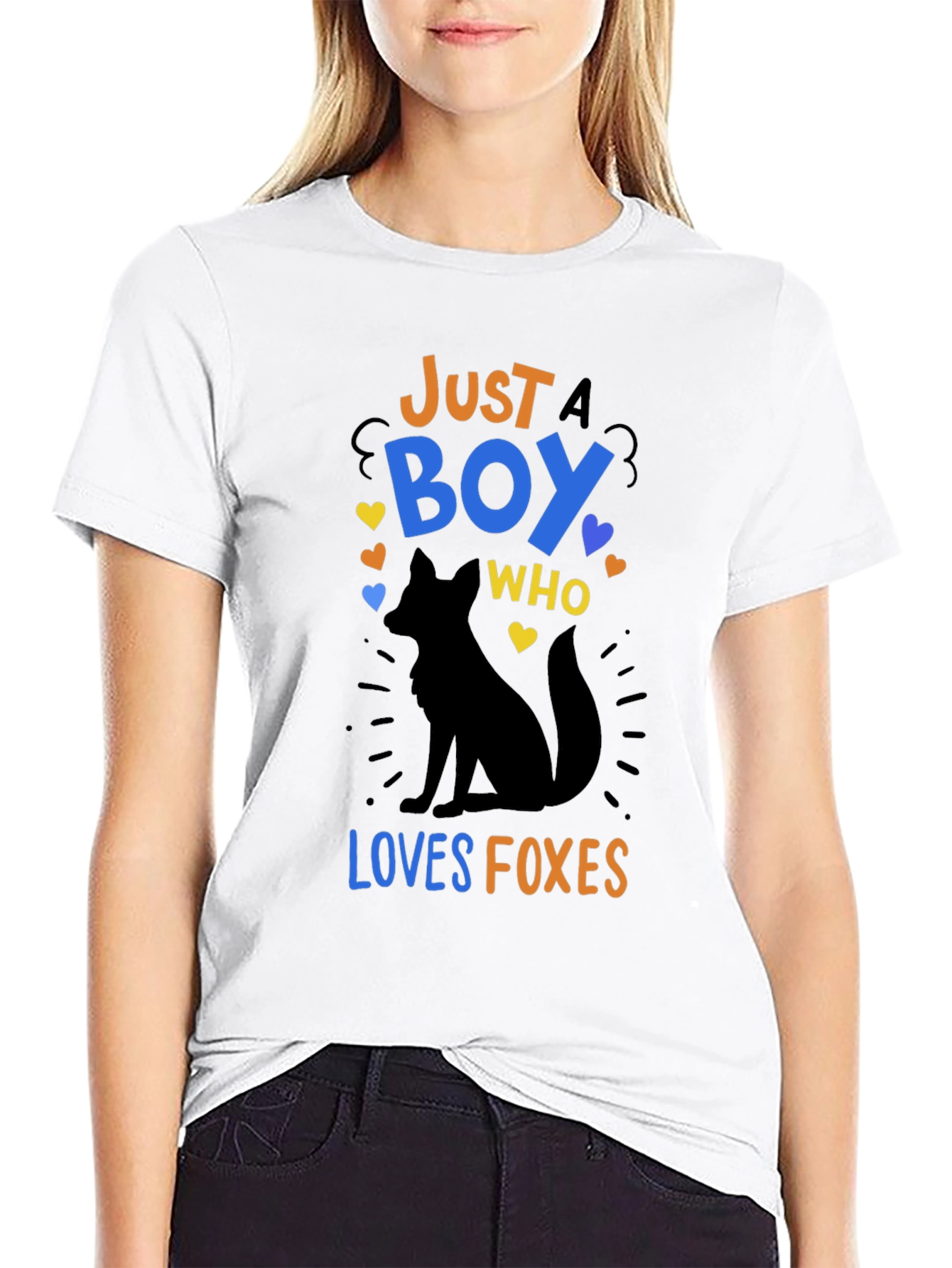 Black Just A Boy Who Loves Foxes T-Shirt view 9