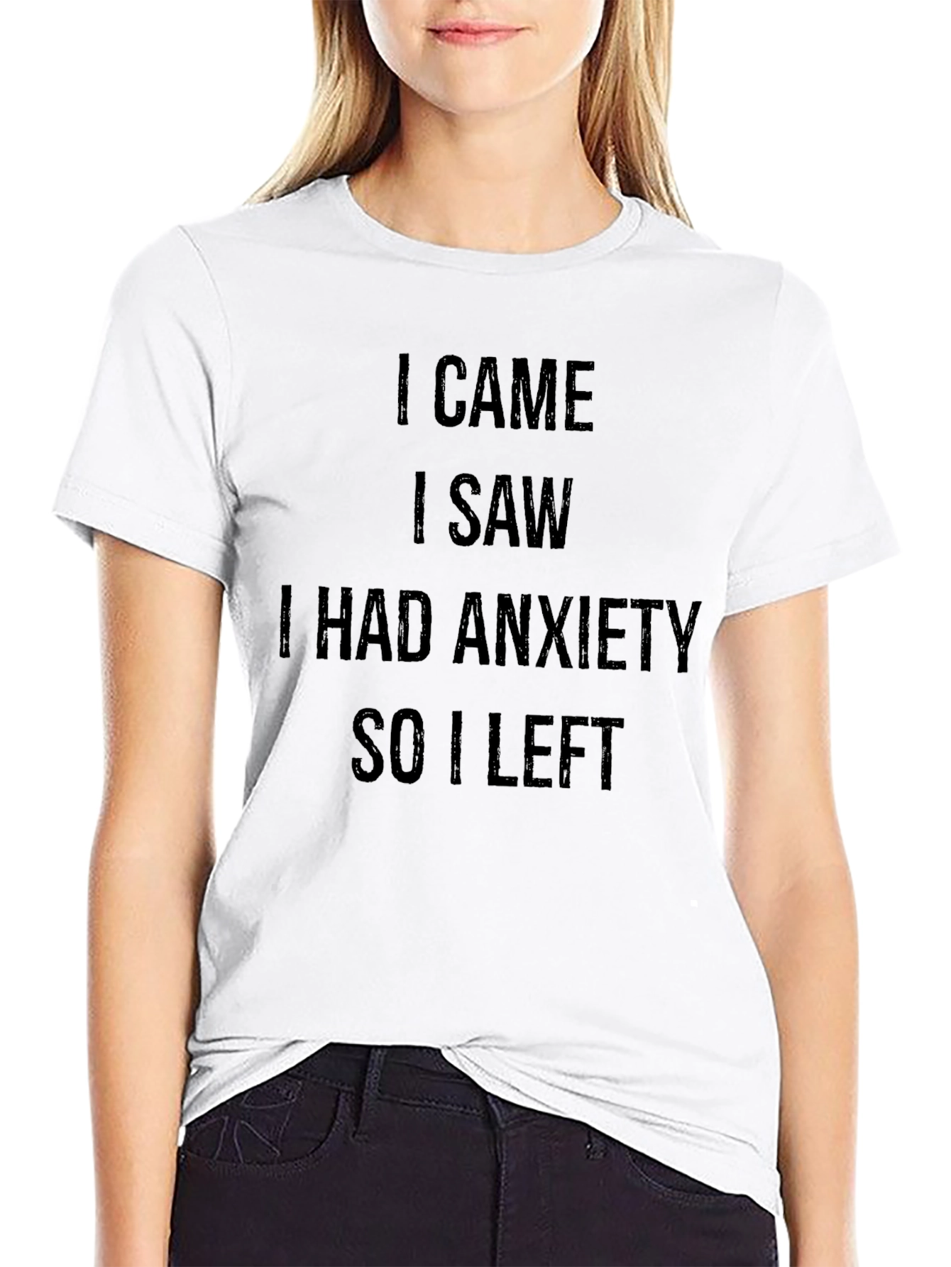 Black Anxiety Statement Black Cotton Tee view 9