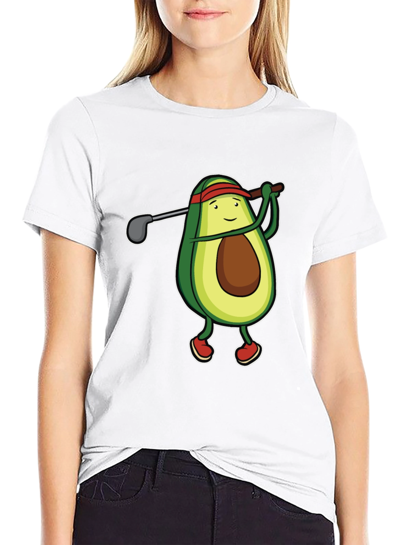 Black Avocado Golfer Funny Black T-Shirt view 9