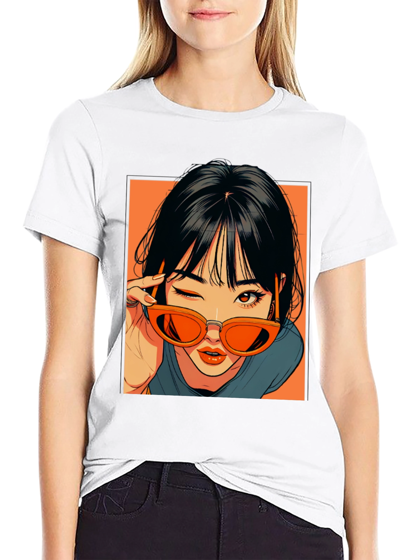 Black Anime Girl Graphic Tee - Retro Style view 9