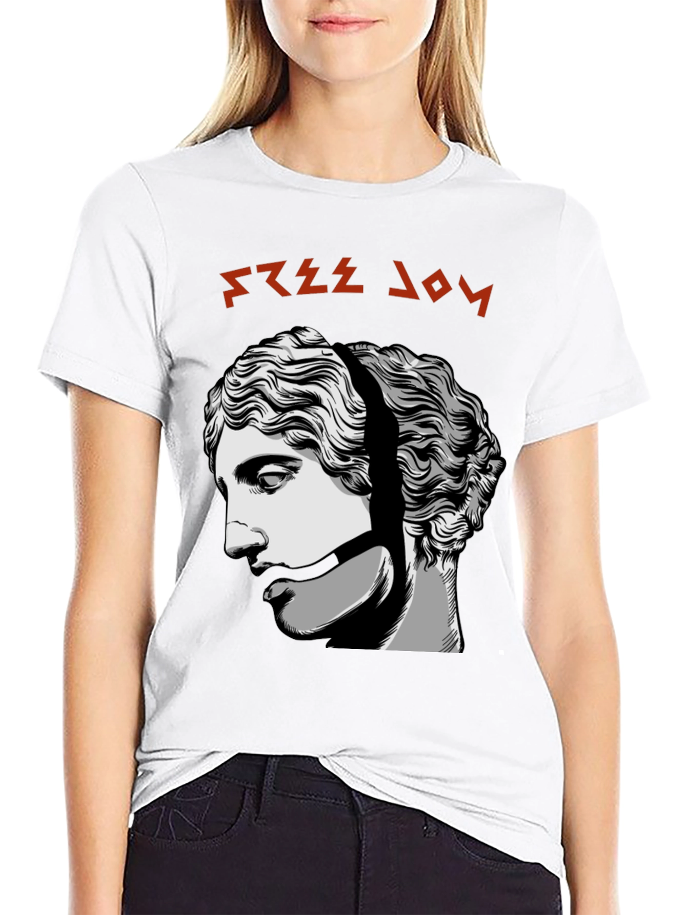 Black Free Joy Graphic Tee - Black Cotton T-Shirt view 9