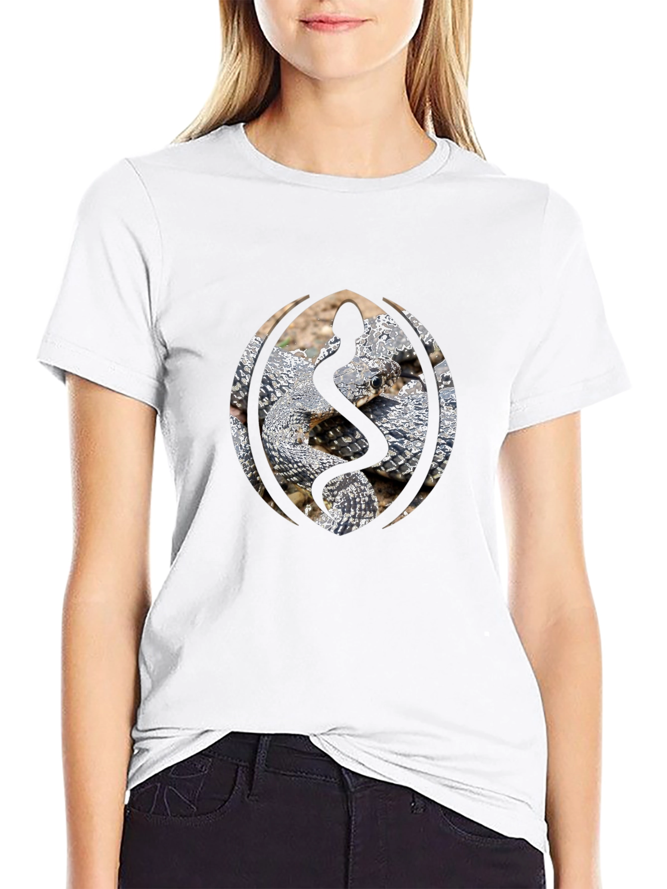 Black Snake Design Black Cotton T-Shirt view 9